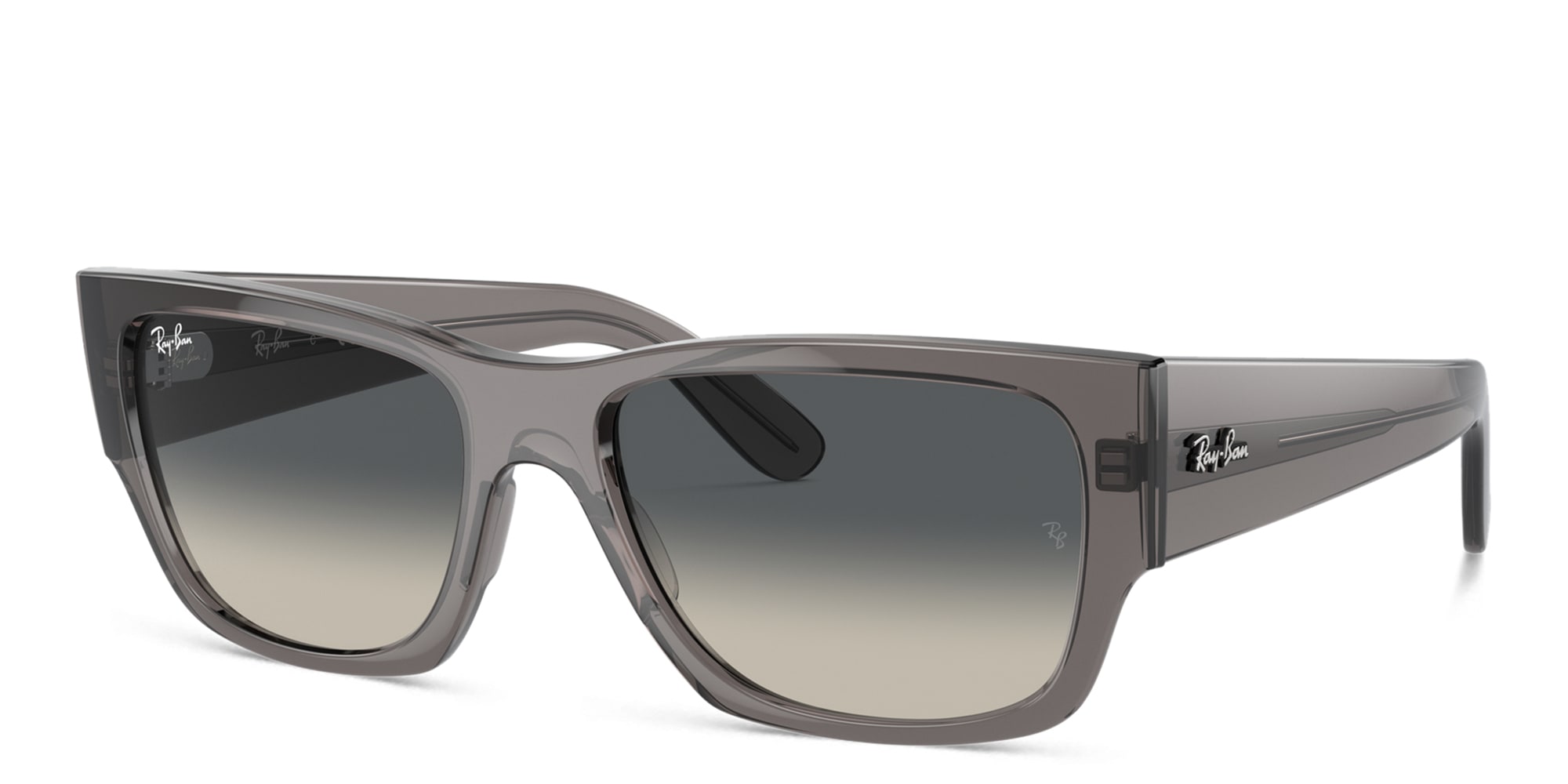 Shop Ray-Ban Carlos Unisex Rectangle Sunglasses in Opal Dark Grey online.