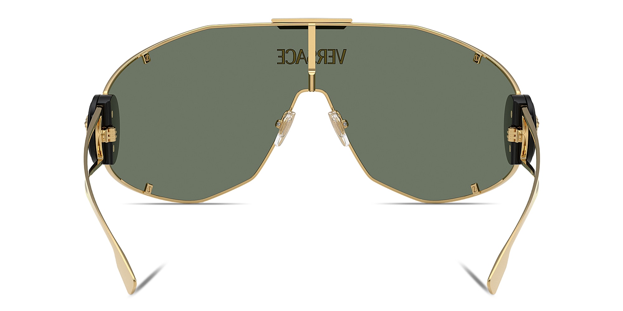 Shop VERSACE Medusa Wide Irregular Sunglasses in Gold online.