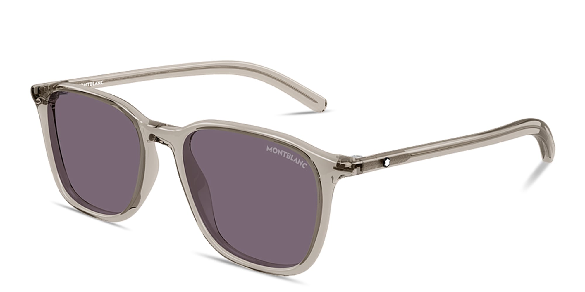 Shop MONTBLANC Snowcap Square Sunglasses in Transparent Beige online.