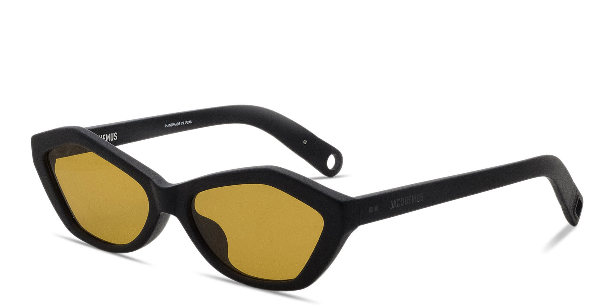 Shop JACQUEMUS Bambino Irregular Sunglasses in Black online.