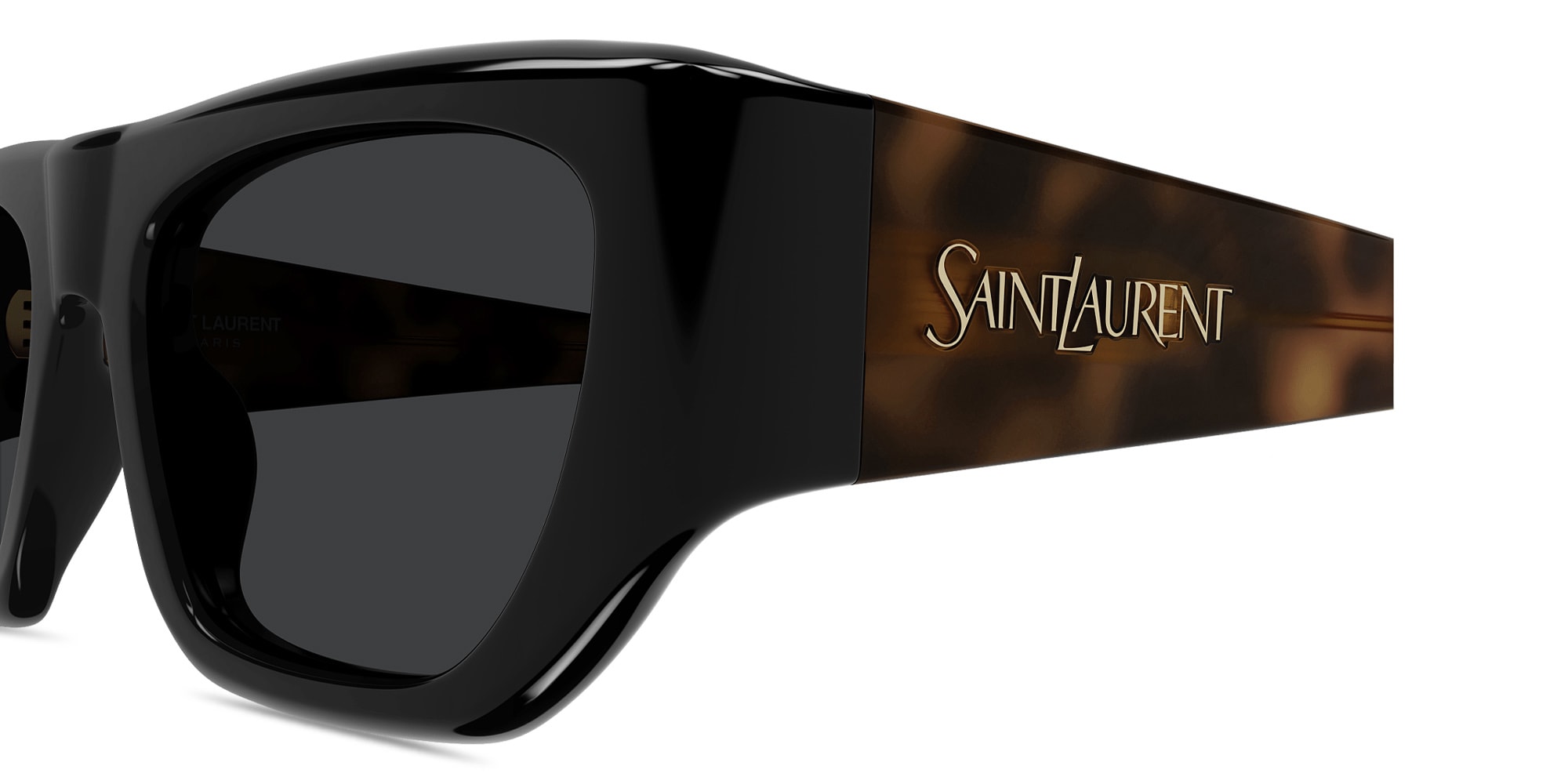 Shop SAINT LAURENT Vintage Logo Square Sunglasses in Black online.