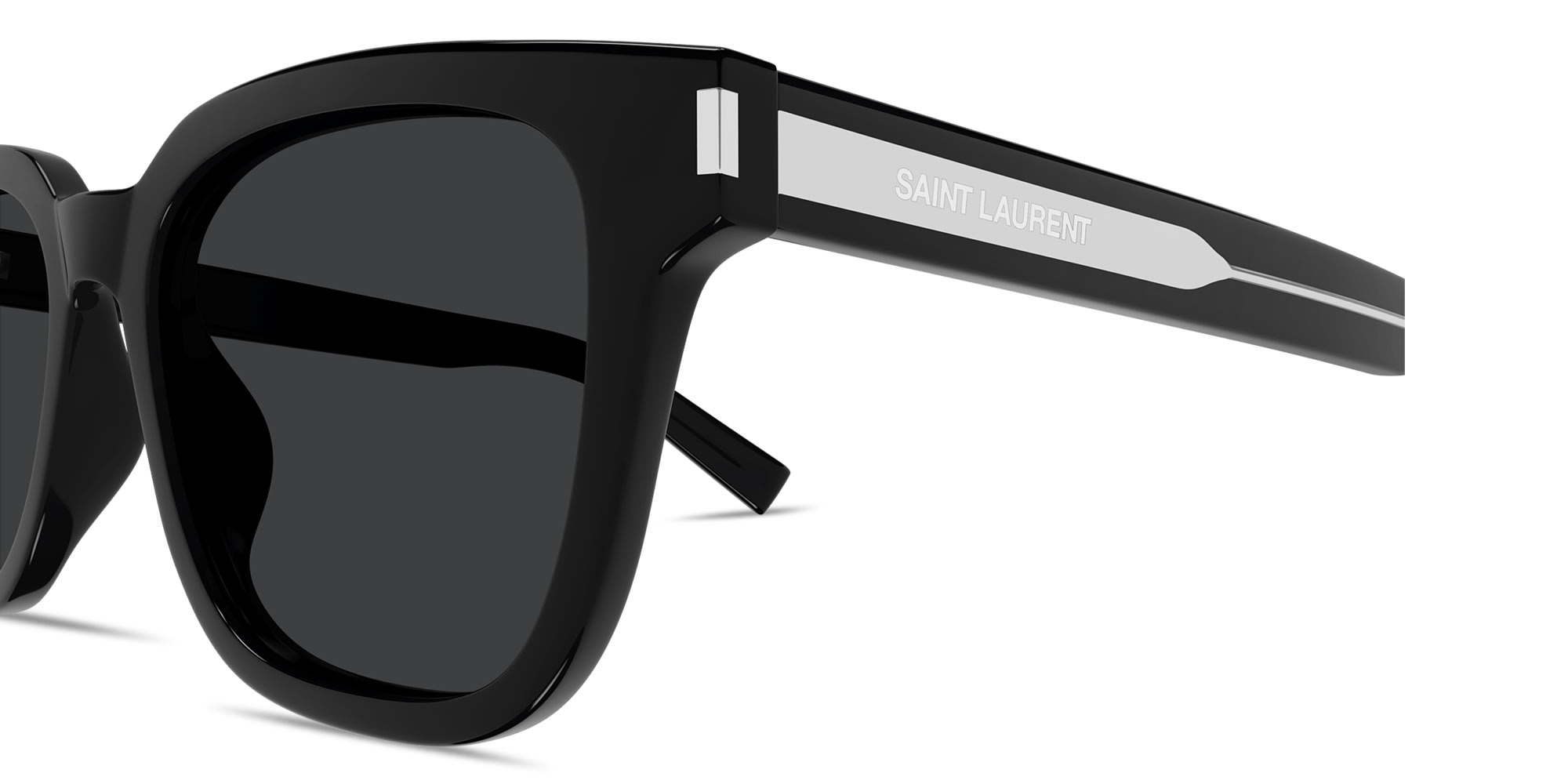 Shop SAINT LAURENT Mid Naked Wirecore Square Sunglasses in Black online.