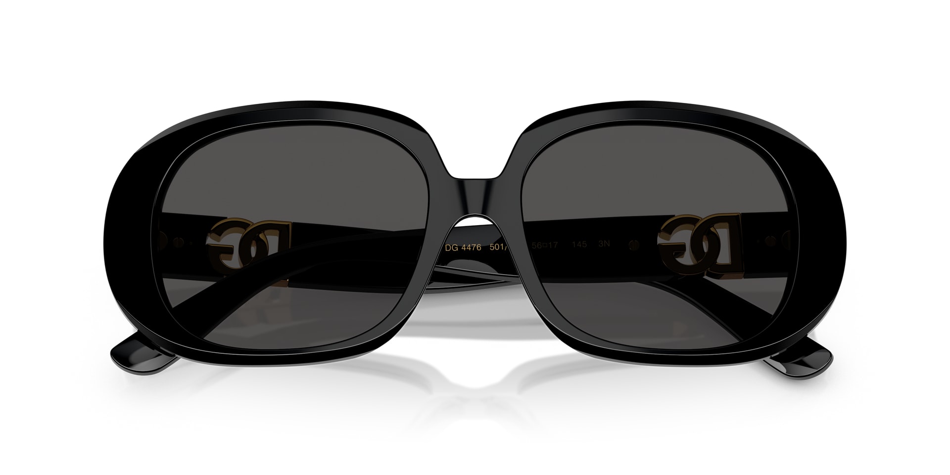 Shop Dolce & Gabbana DG Motif Oval Sunglasses in Black online.