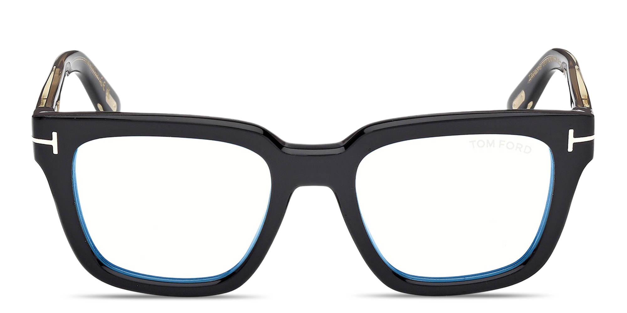 Shop TOM FORD T Logo Square Eyeglasses in Black online.