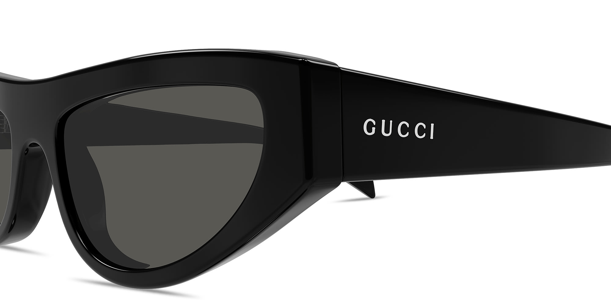 Shop GUCCI Logo Lettering Cat-Eye Sunglasses in Black online.
