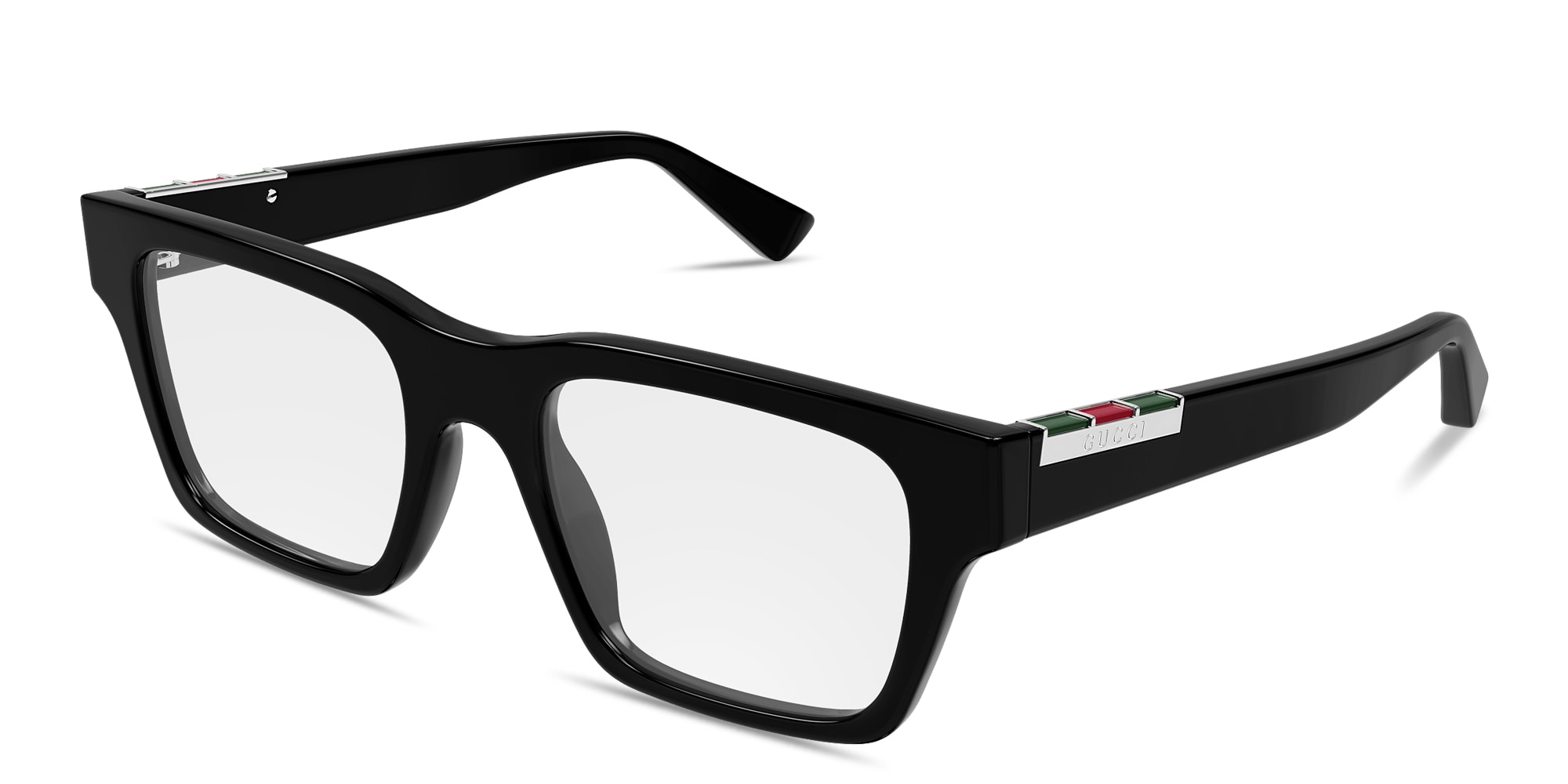 Shop GUCCI Web Square Eyeglasses in Black online.
