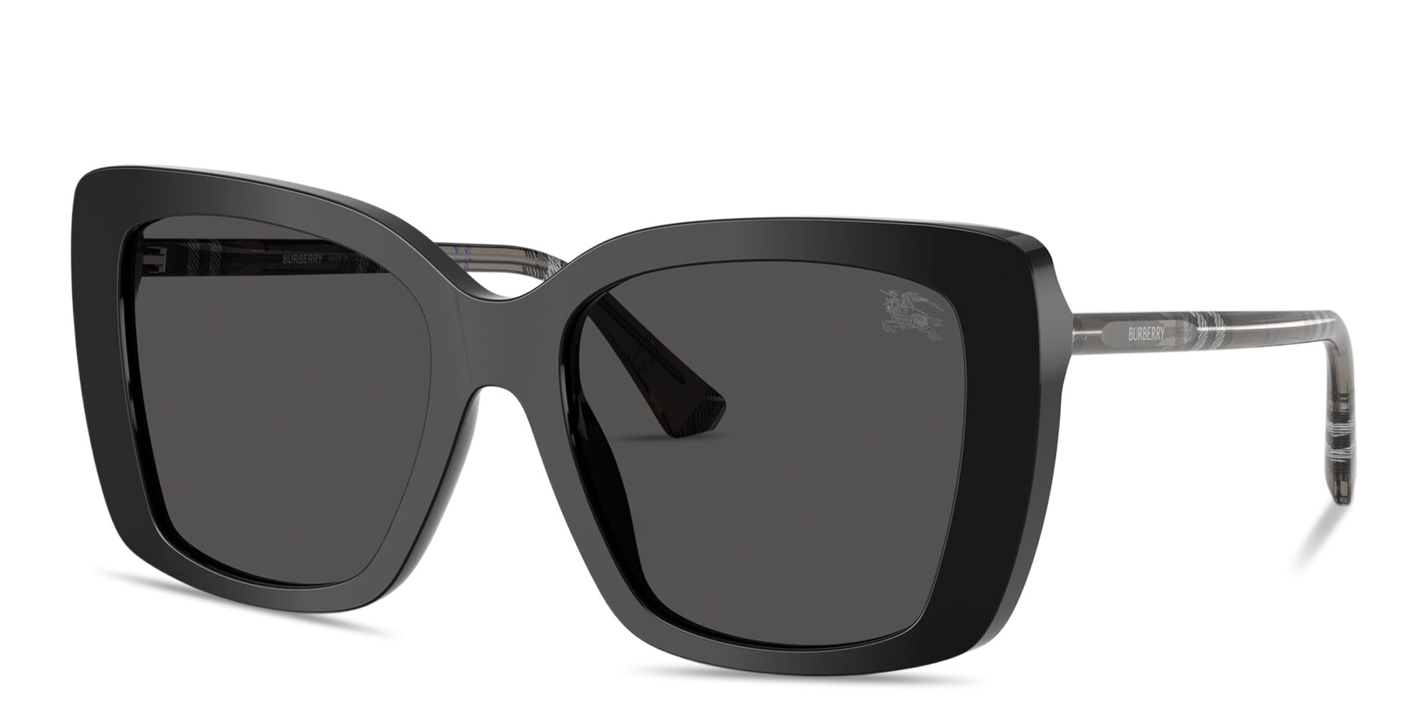 Shop BURBERRY Vintage Check Oversized Square Sunglasses in Black online.