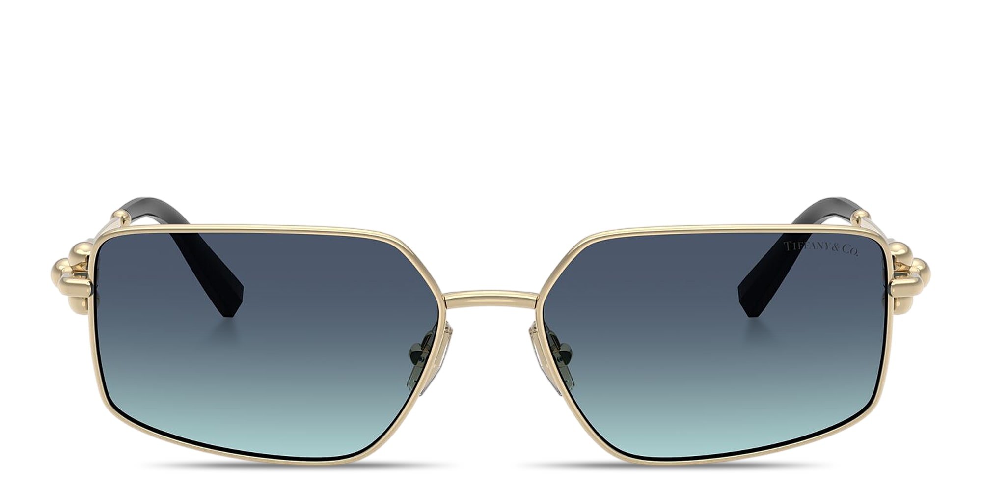 Shop TIFFANY Tiffany Hardwear Unisex Rectangle Sunglasses in Pale Gold online.