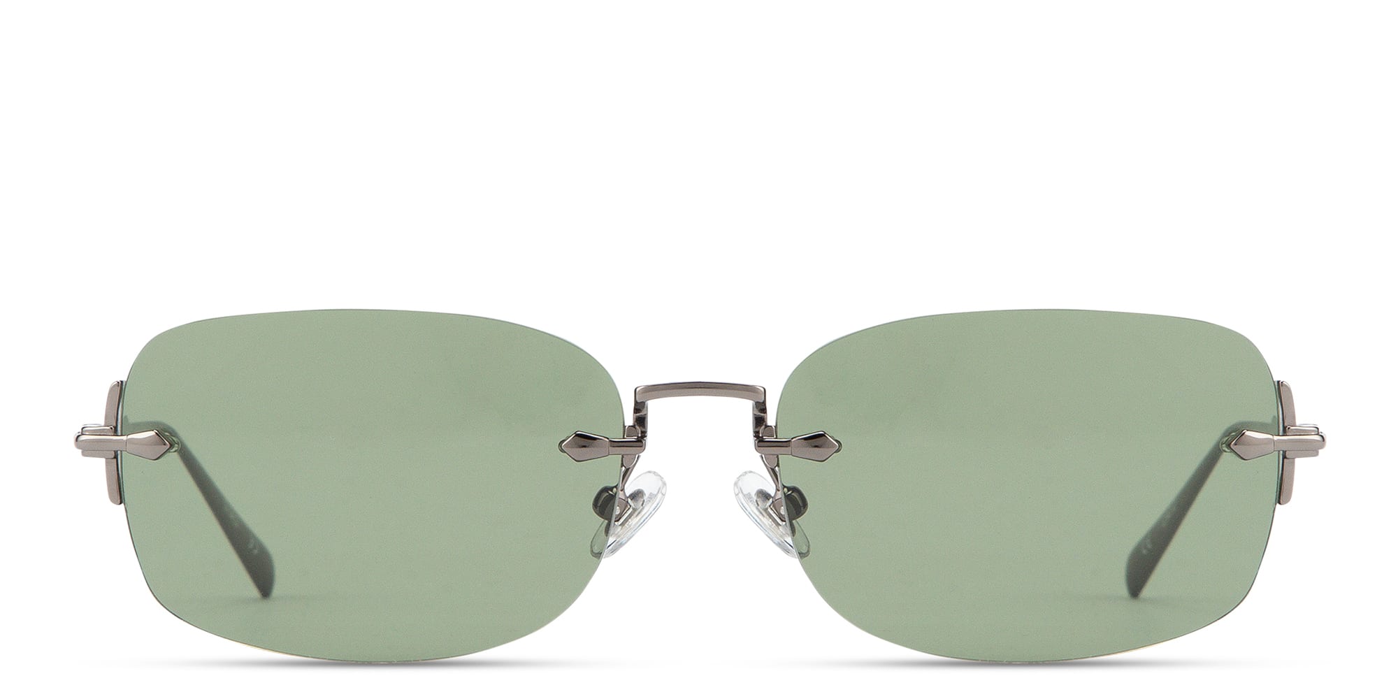 Shop EYE'M Rimless Rectangle Sunglasses in Gunmetal online.