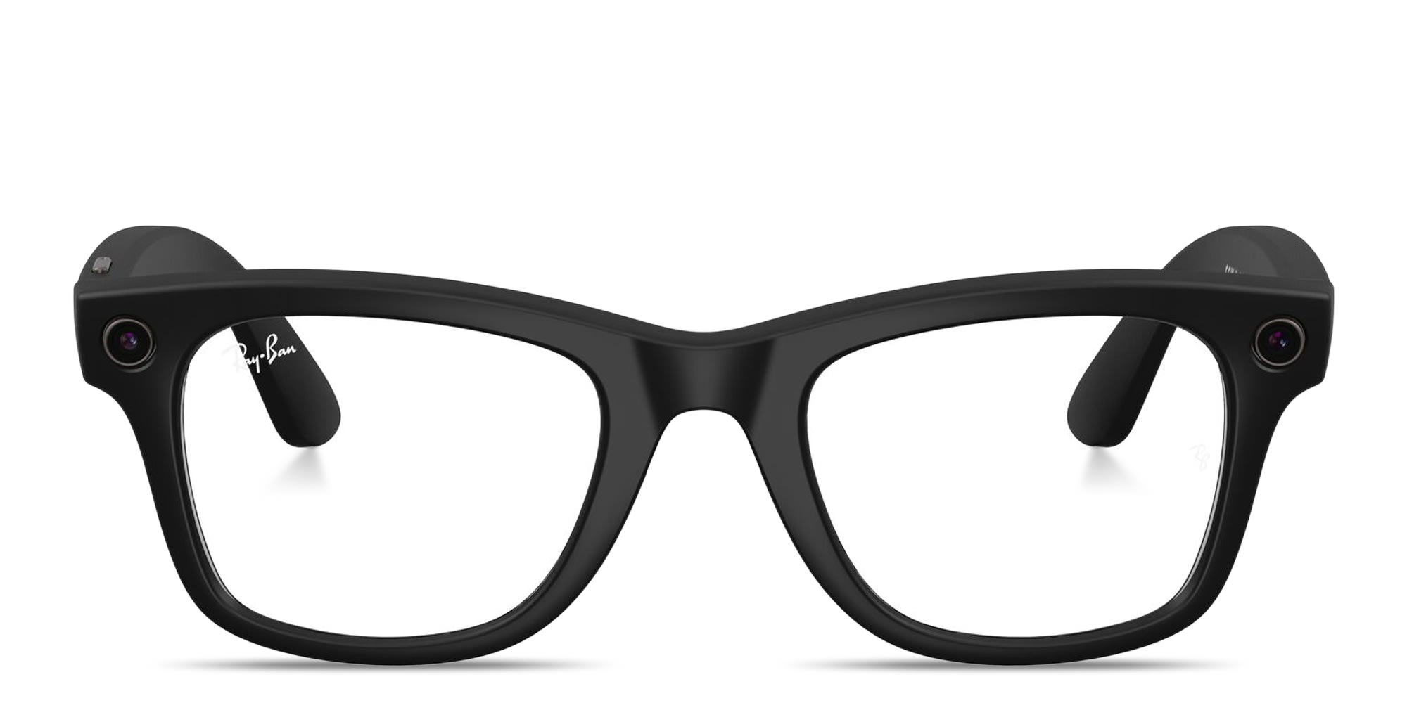Shop Ray-Ban Meta Wayfarer Unisex Square Eyeglasses With Blue-Violet Light Lenses in Black online.