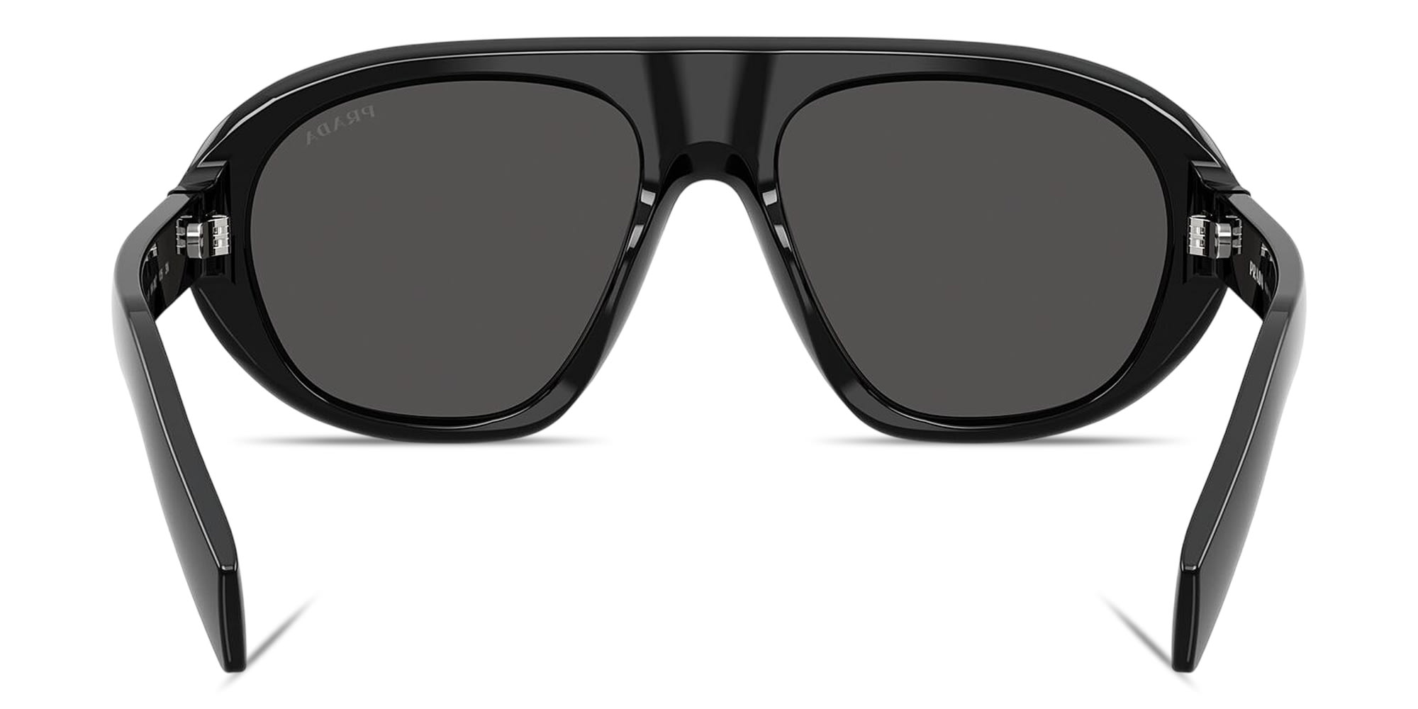 Shop PRADA Logo Signature Irregular Sunglasses in Black online.