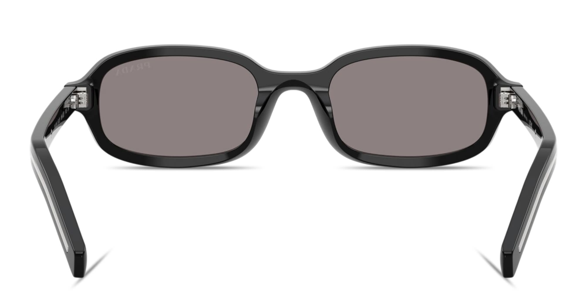 Shop PRADA Logo Signature Oval Sunglasses in Black online.