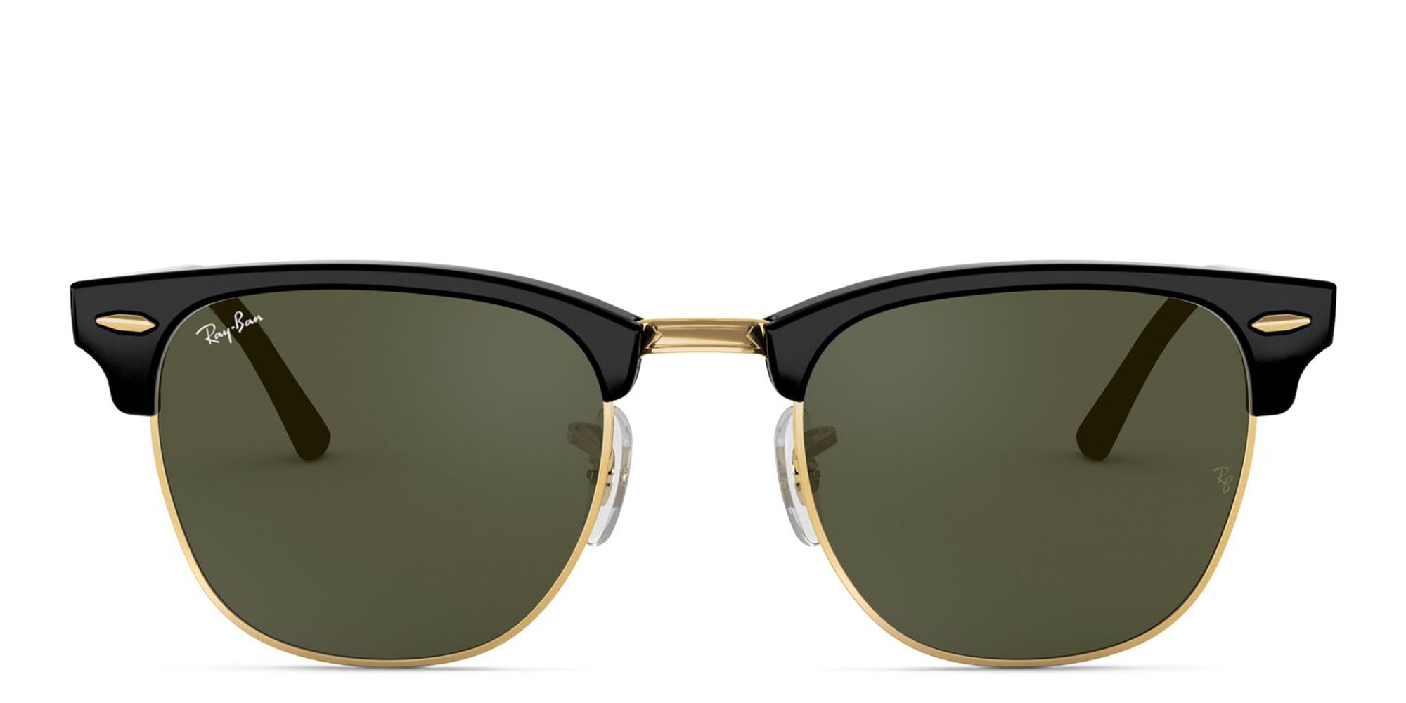 Shop Ray-Ban Clubmaster Classic Square Sunglasses in Black On Gold online.
