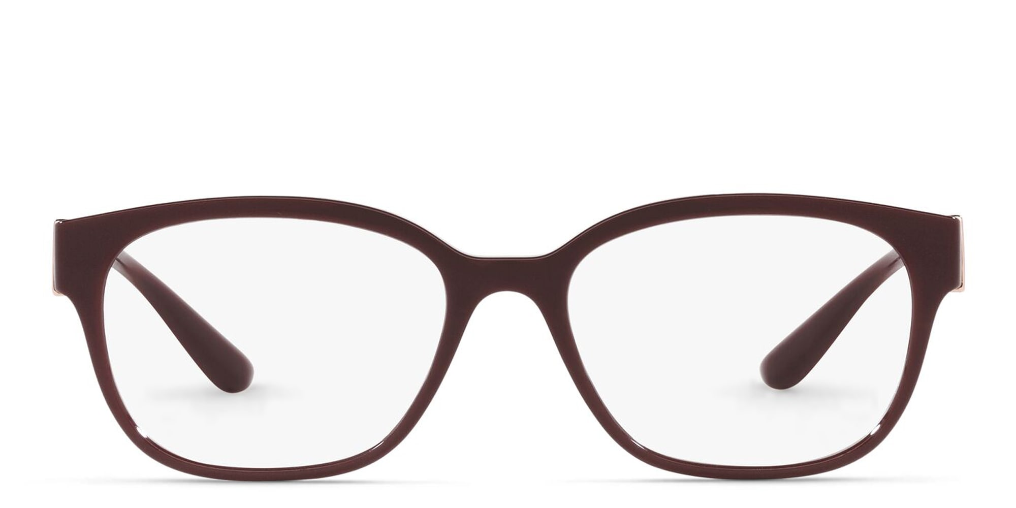 Shop Dolce & Gabbana Square Eyeglasses in Transparent Bordeaux online.