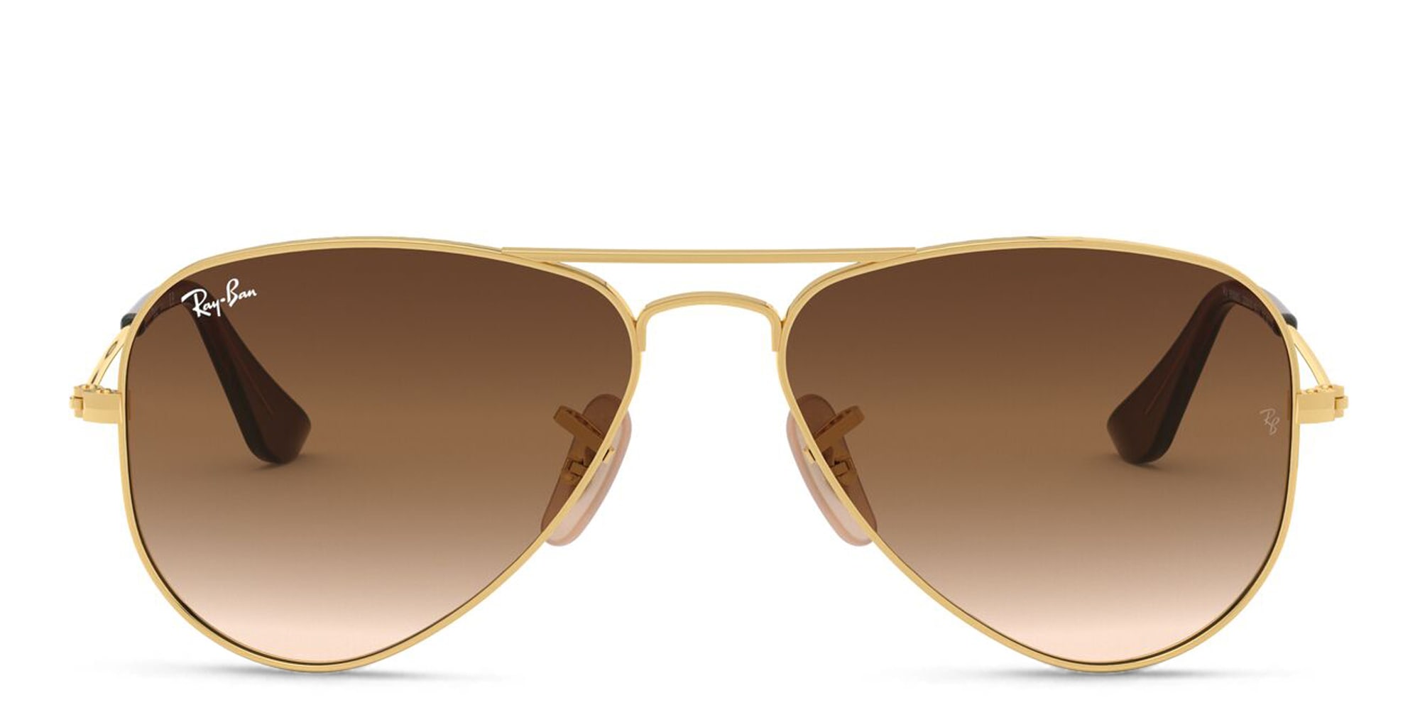 Shop Ray-Ban Junior Kids Aviator Sunglasses in Metal in Gold online.
