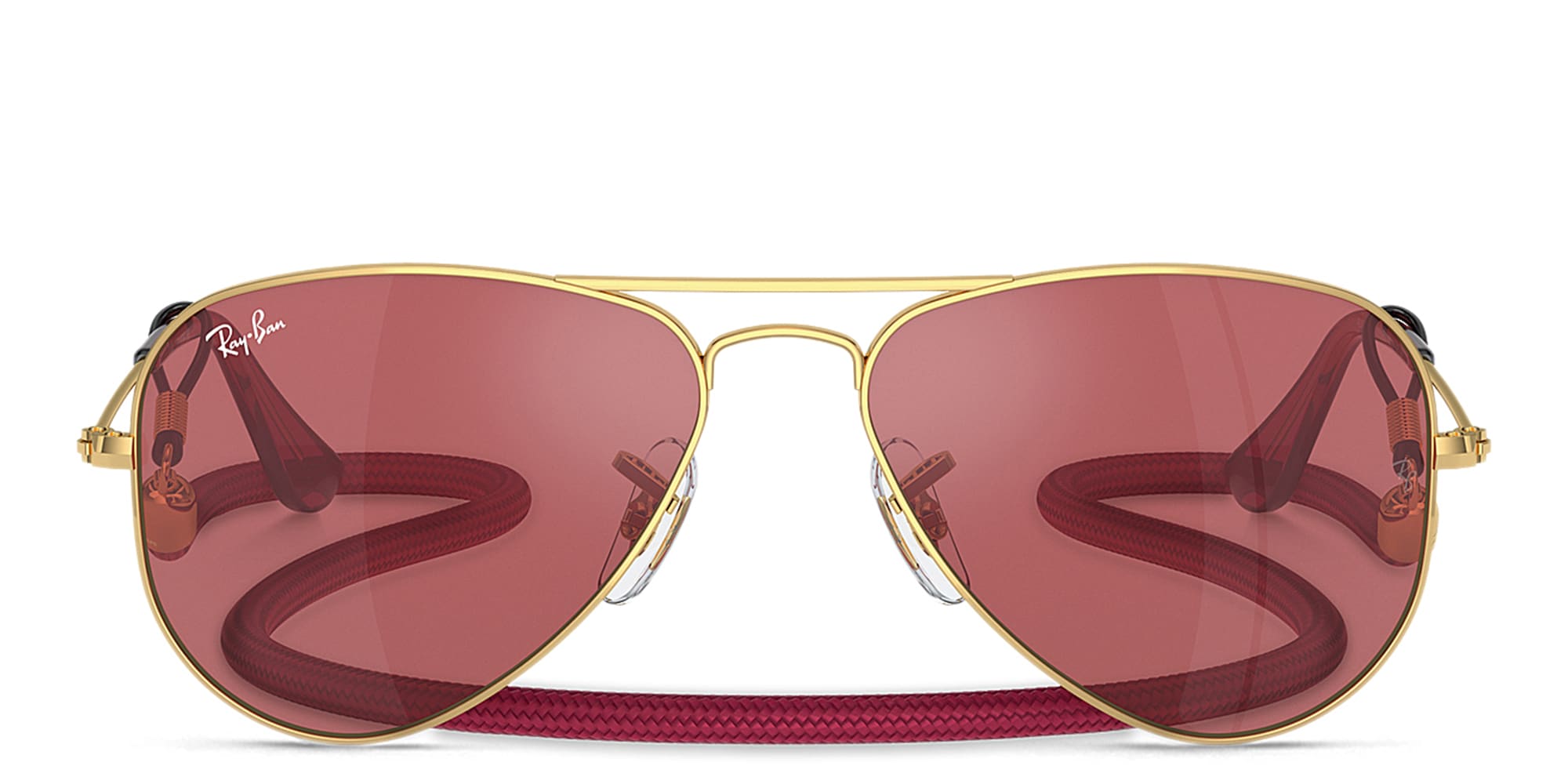 Shop Ray-Ban Junior Kids Pilot Sunglasses in Gold online.