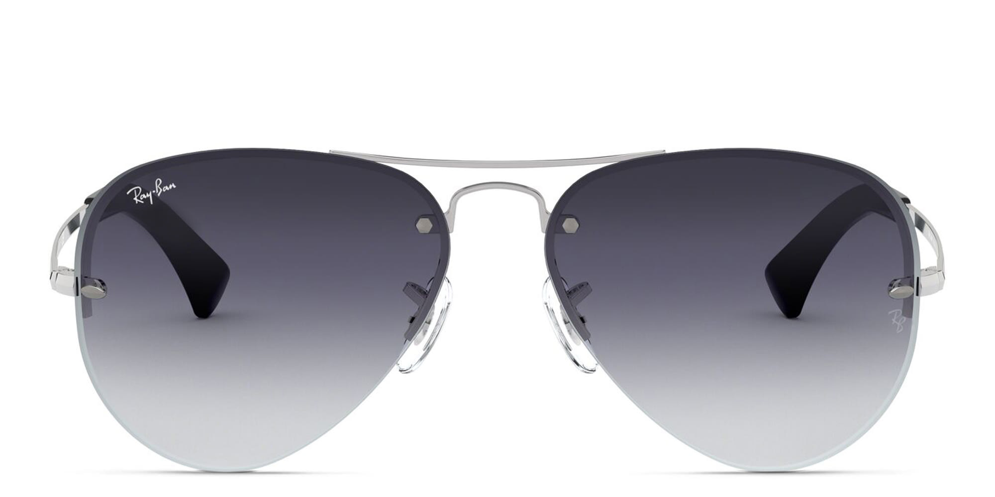 Shop Ray-Ban Unisex Half-Rim Pilot Sunglasses in Silver online.
