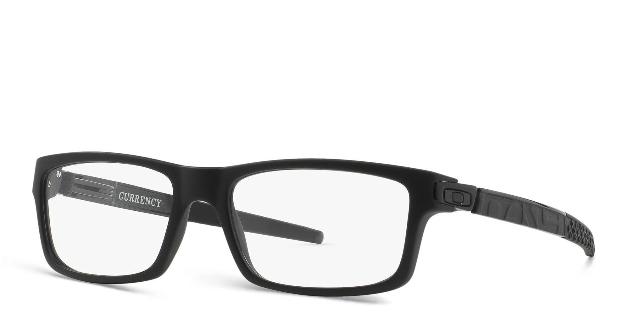 Shop Oakley Currency™ Rectangle Eyeglasses in Satin Black online.
