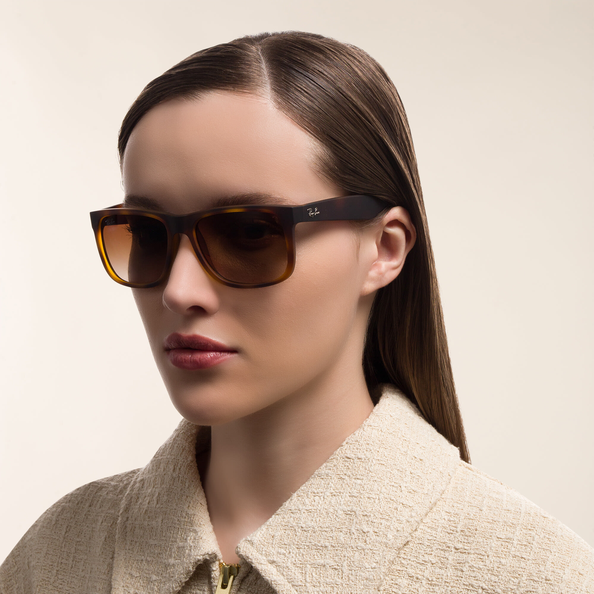 Shop Ray-Ban Justin Square Sunglasses in Havana online.