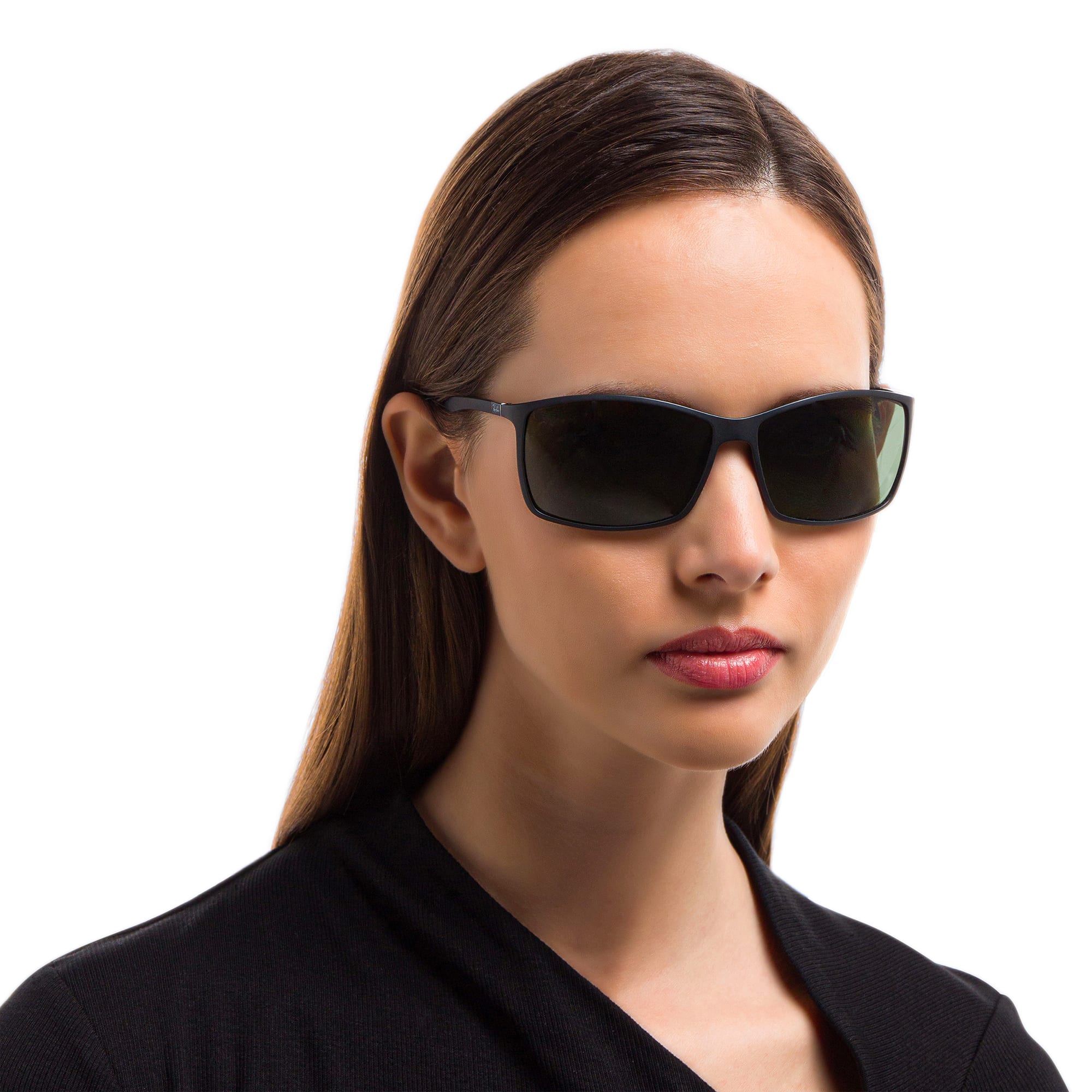 Shop Ray-Ban Liteforce Tech Rectangle Sunglasses in Black online.