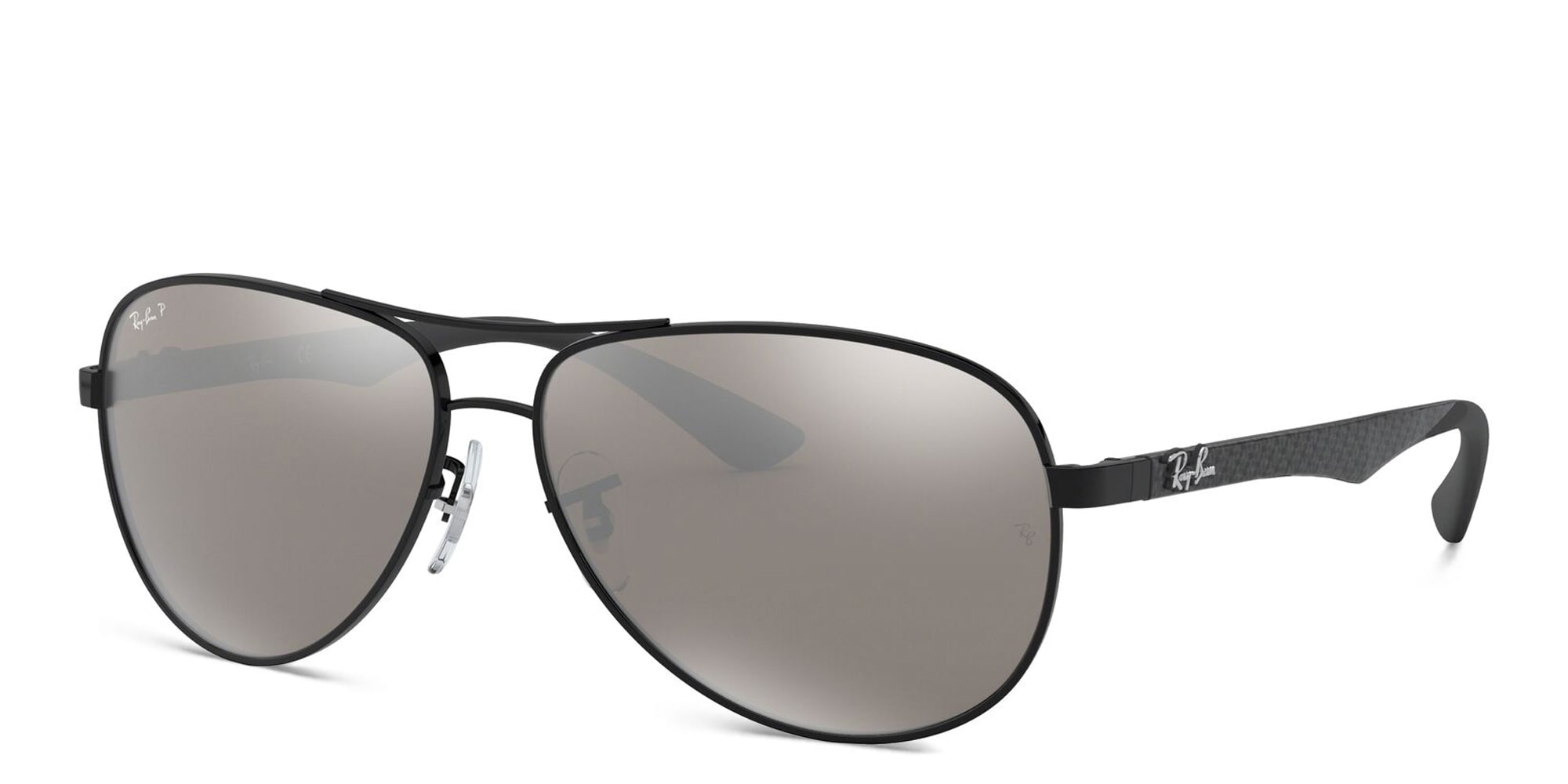 Shop Ray-Ban Carbon Fibre Aviator Sunglasses in Black online.