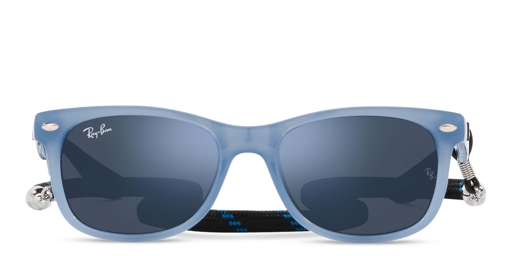 Shop Ray-Ban Junior New Wayfarer Kids Square Sunglasses in Opal Blue online.
