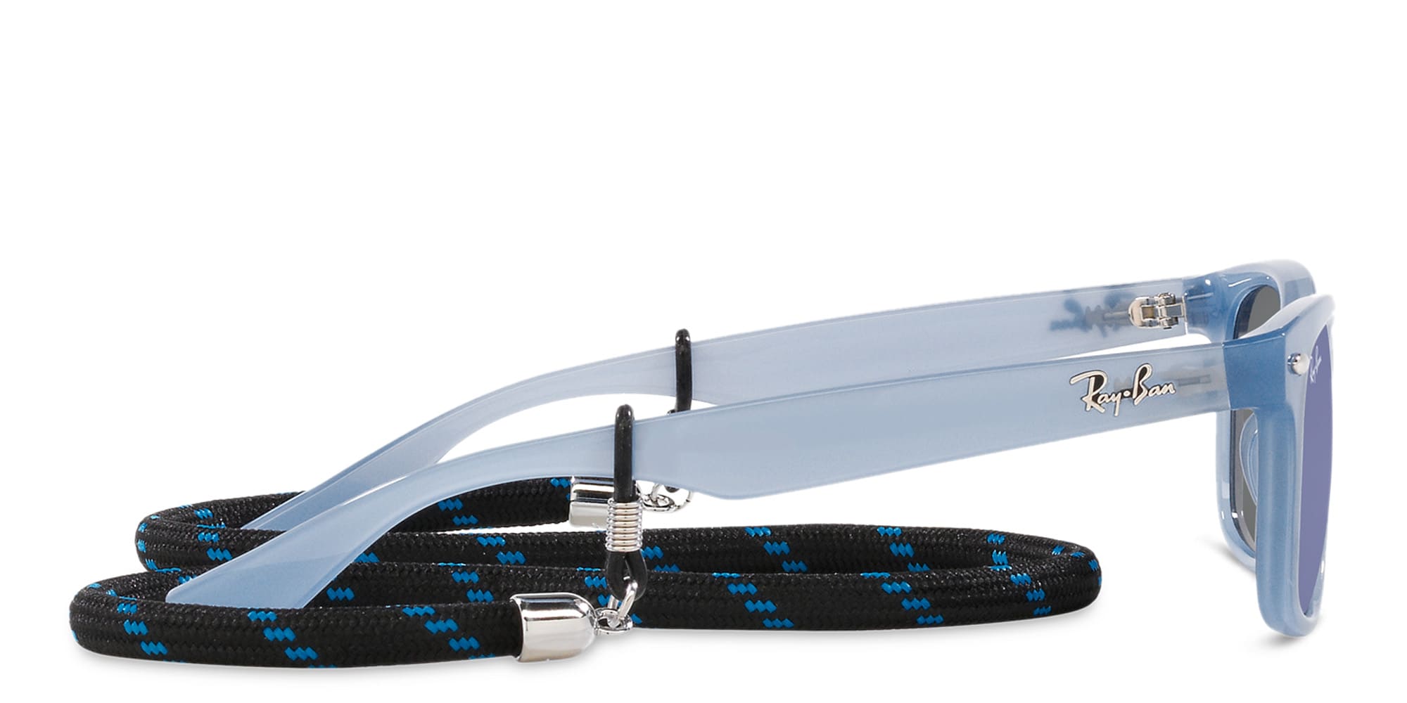 Shop Ray-Ban Junior New Wayfarer Kids Square Sunglasses in Opal Blue online.