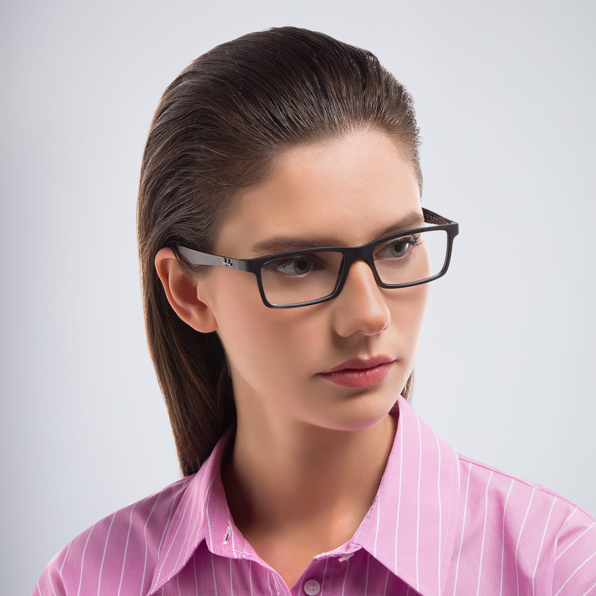 Shop Ray-Ban Optics Unisex Rectangle Eyeglasses in Black online.