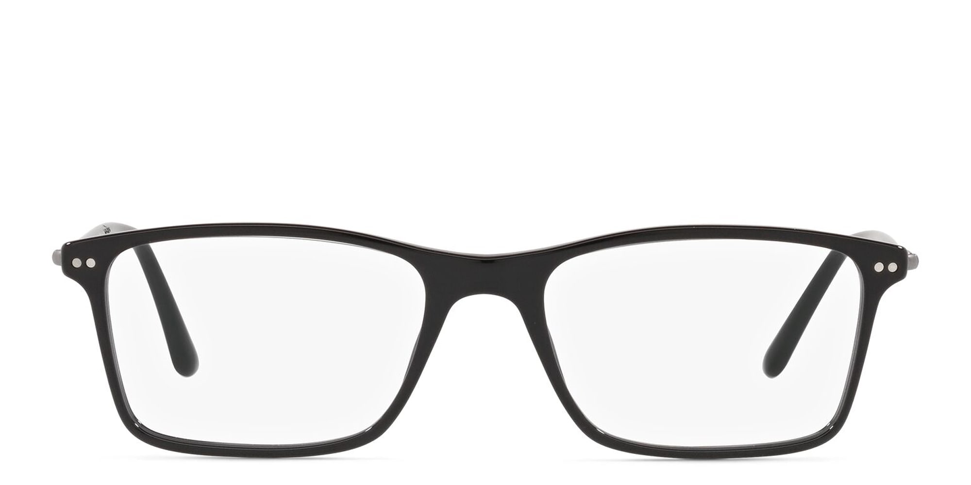 Shop GIORGIO ARMANI Wide Rectangle Eyeglasses in Black online.