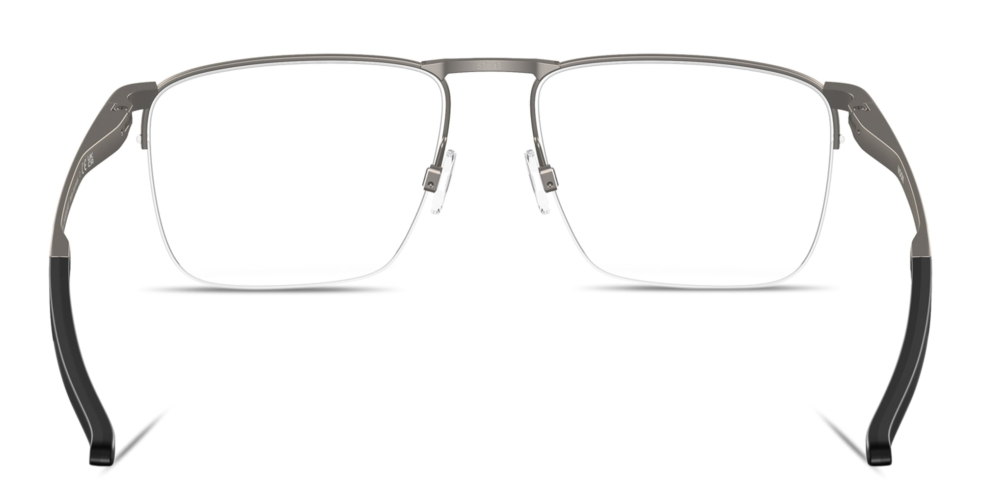 Shop Oakley Voon Half-Rim Square Eyeglasses in Gunmetal online.