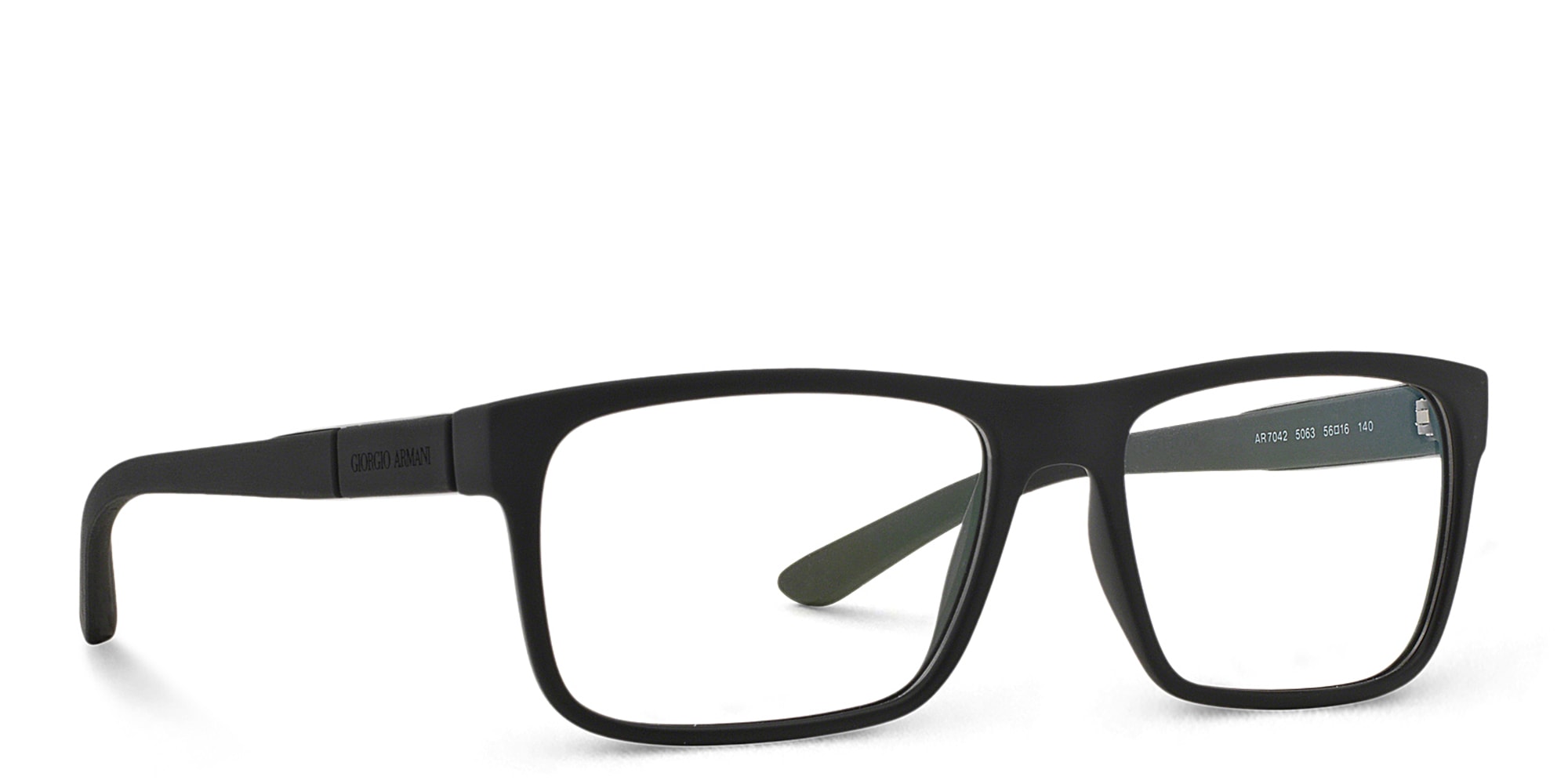 Shop GIORGIO ARMANI Rectangle Eyeglasses in Black Rubber online.