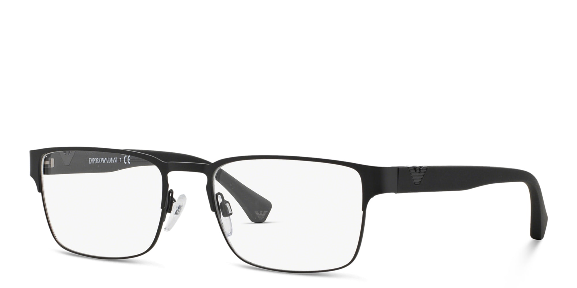 Shop Emporio Armani Wide Rectangle Eyeglasses in Black online.