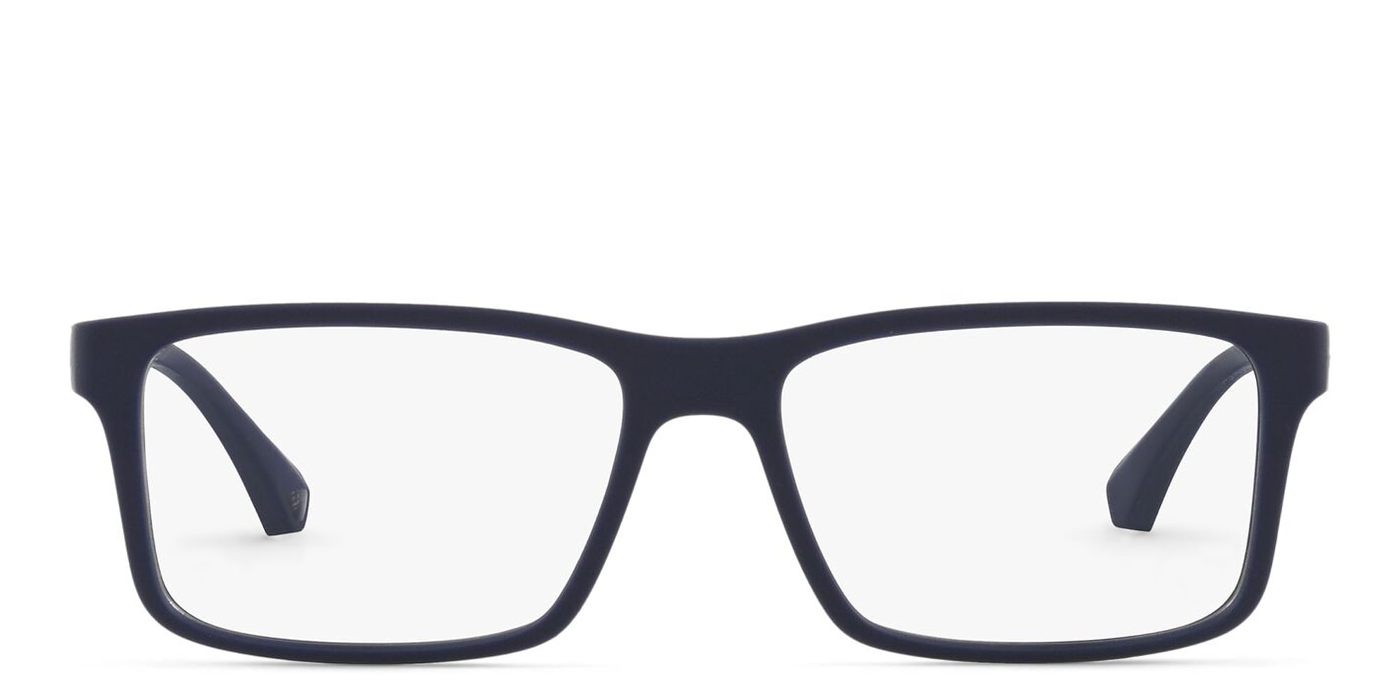 Shop Emporio Armani Wide Rectangle Eyeglasses in Dark Blue Rubber online.