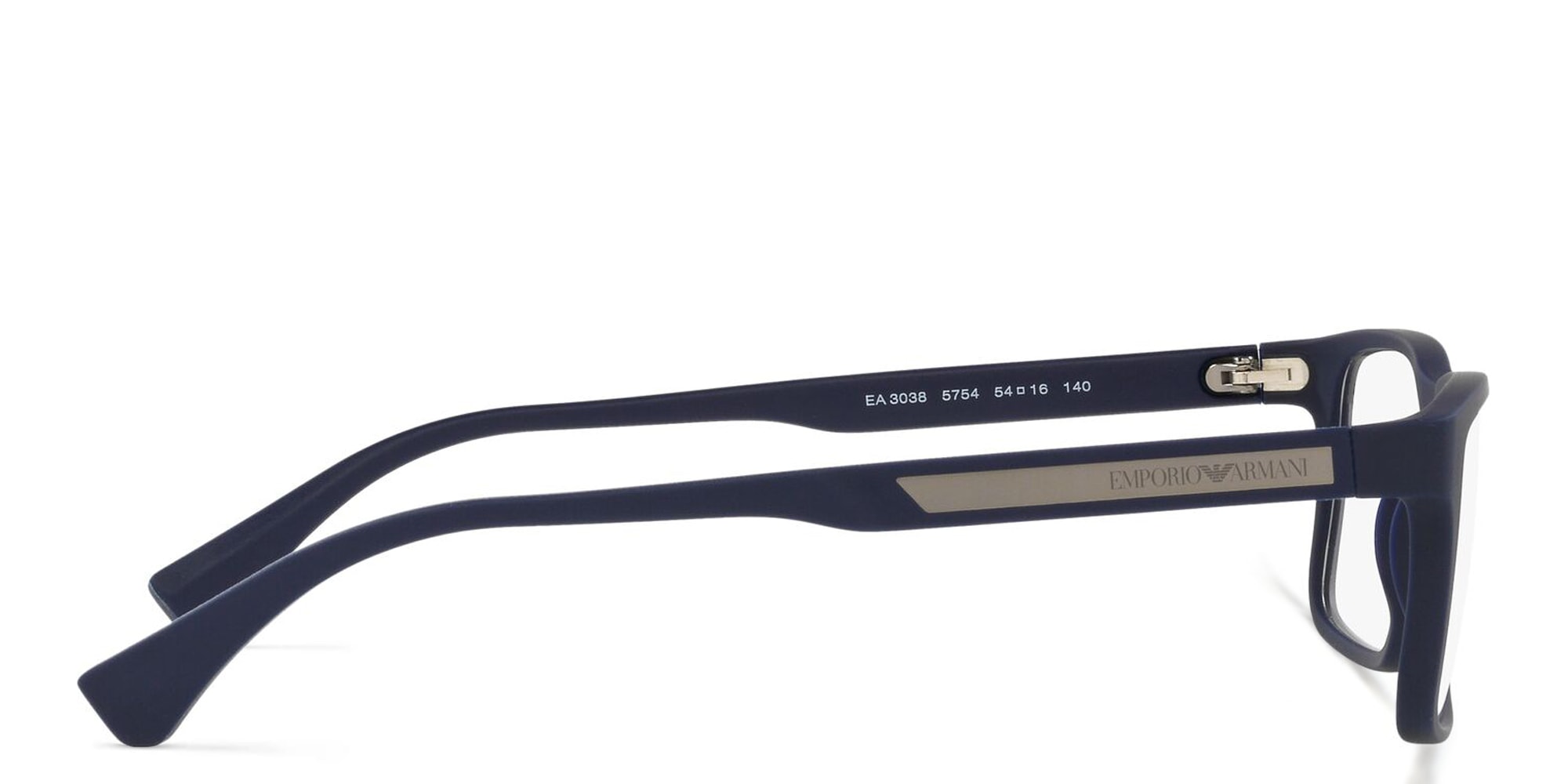 Shop Emporio Armani Wide Rectangle Eyeglasses in Dark Blue Rubber online.