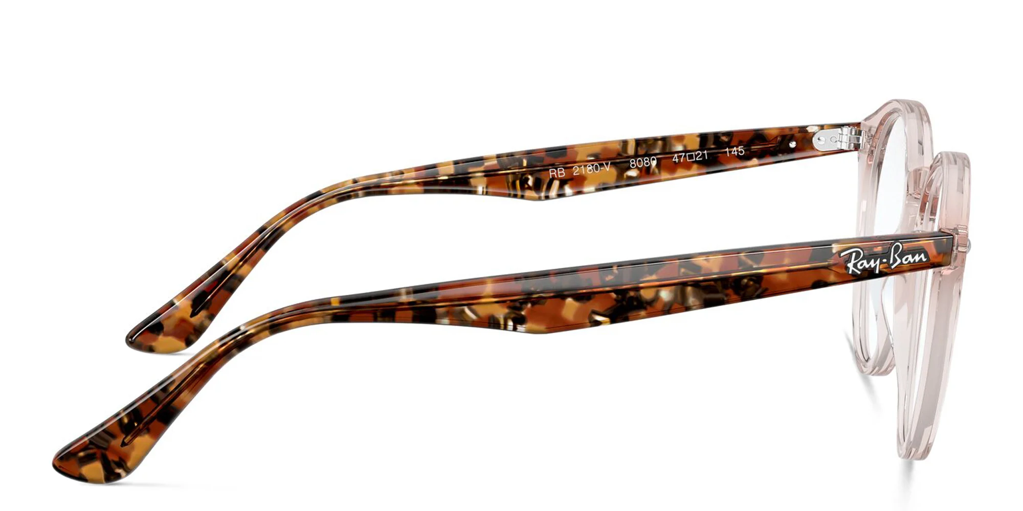 Shop Ray-Ban Unisex Round Eyeglasses in Transparent light brown online.