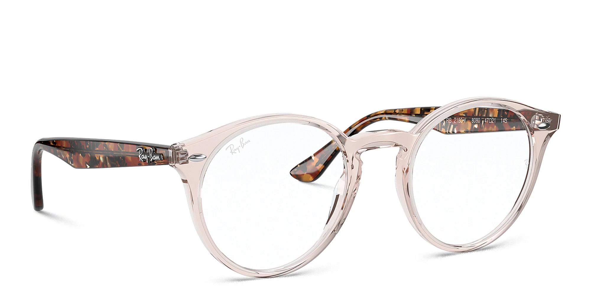 Shop Ray-Ban Unisex Round Eyeglasses in Transparent light brown online.