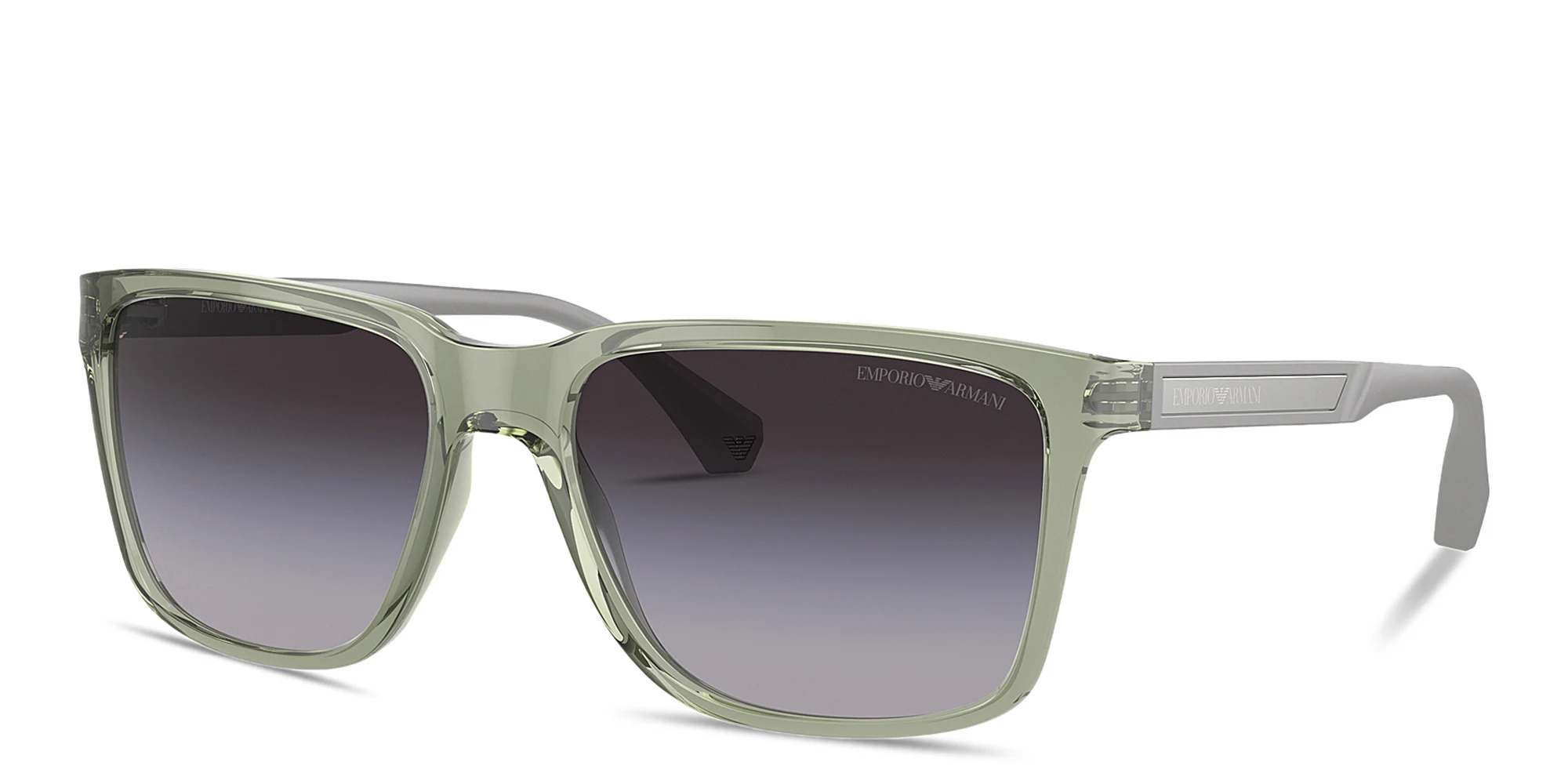 Shop Emporio Armani Logo Square Sunglasses in Green online.
