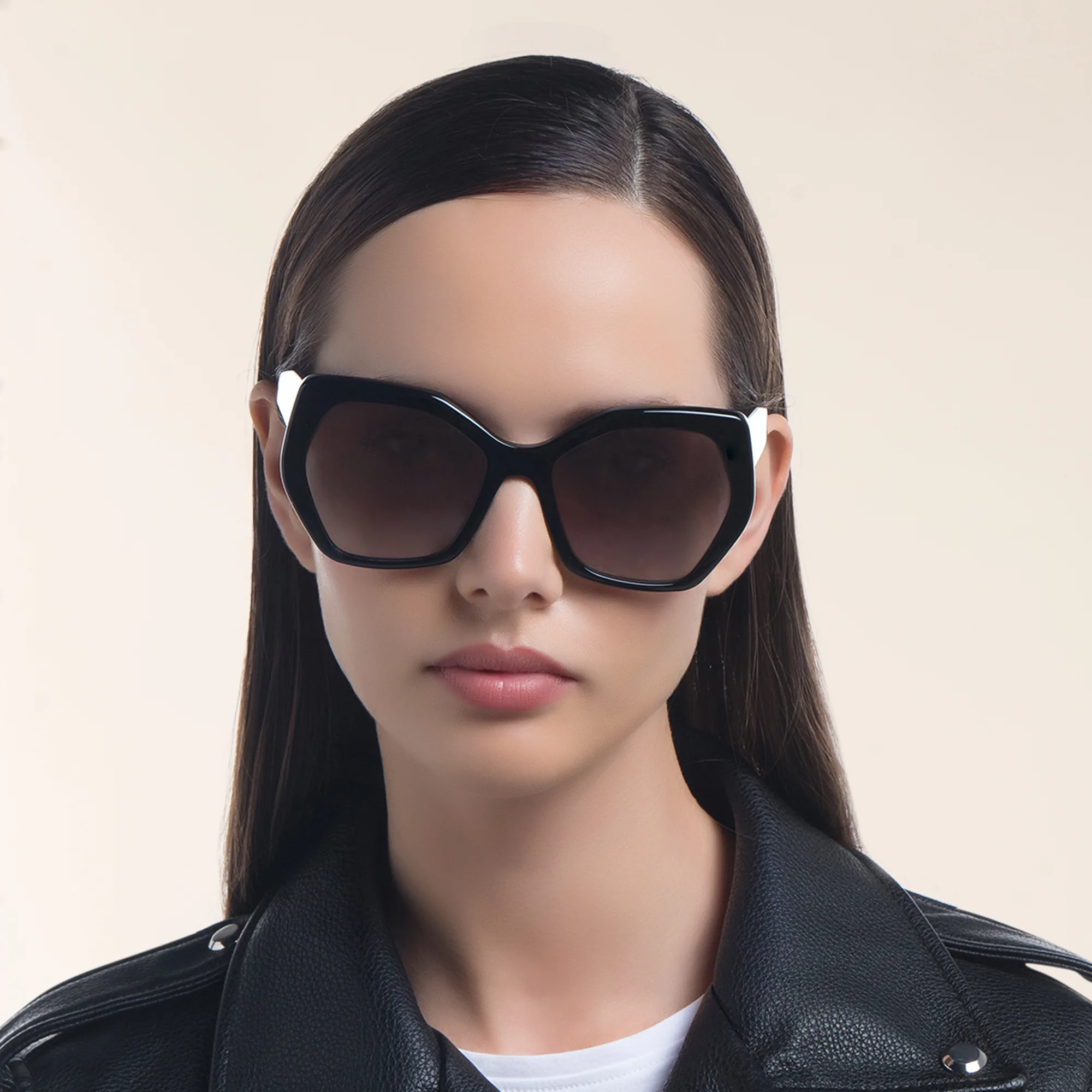 Shop PRADA Irregular Sunglasses in Black online.