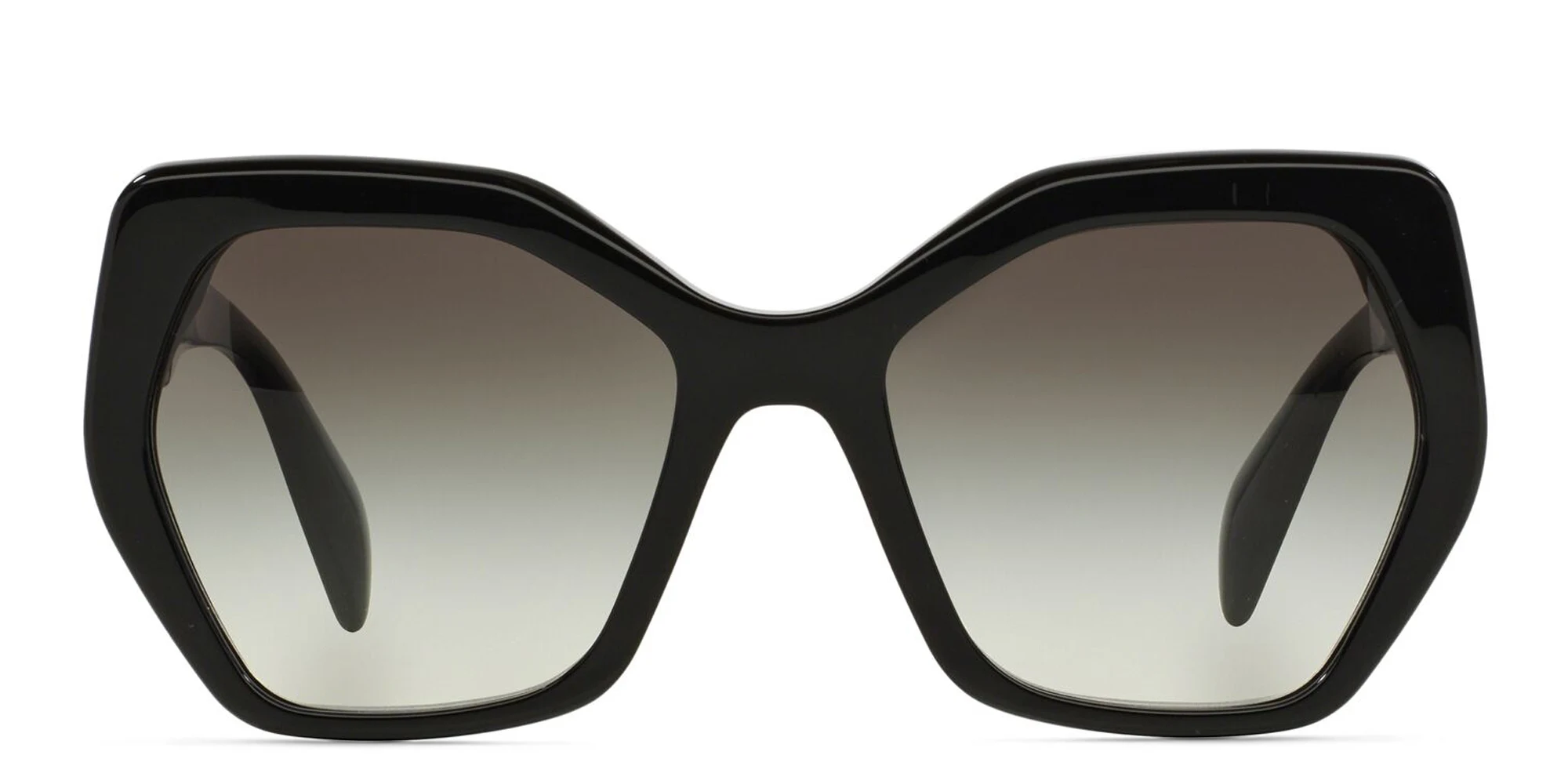 Shop PRADA Irregular Sunglasses in Black online.