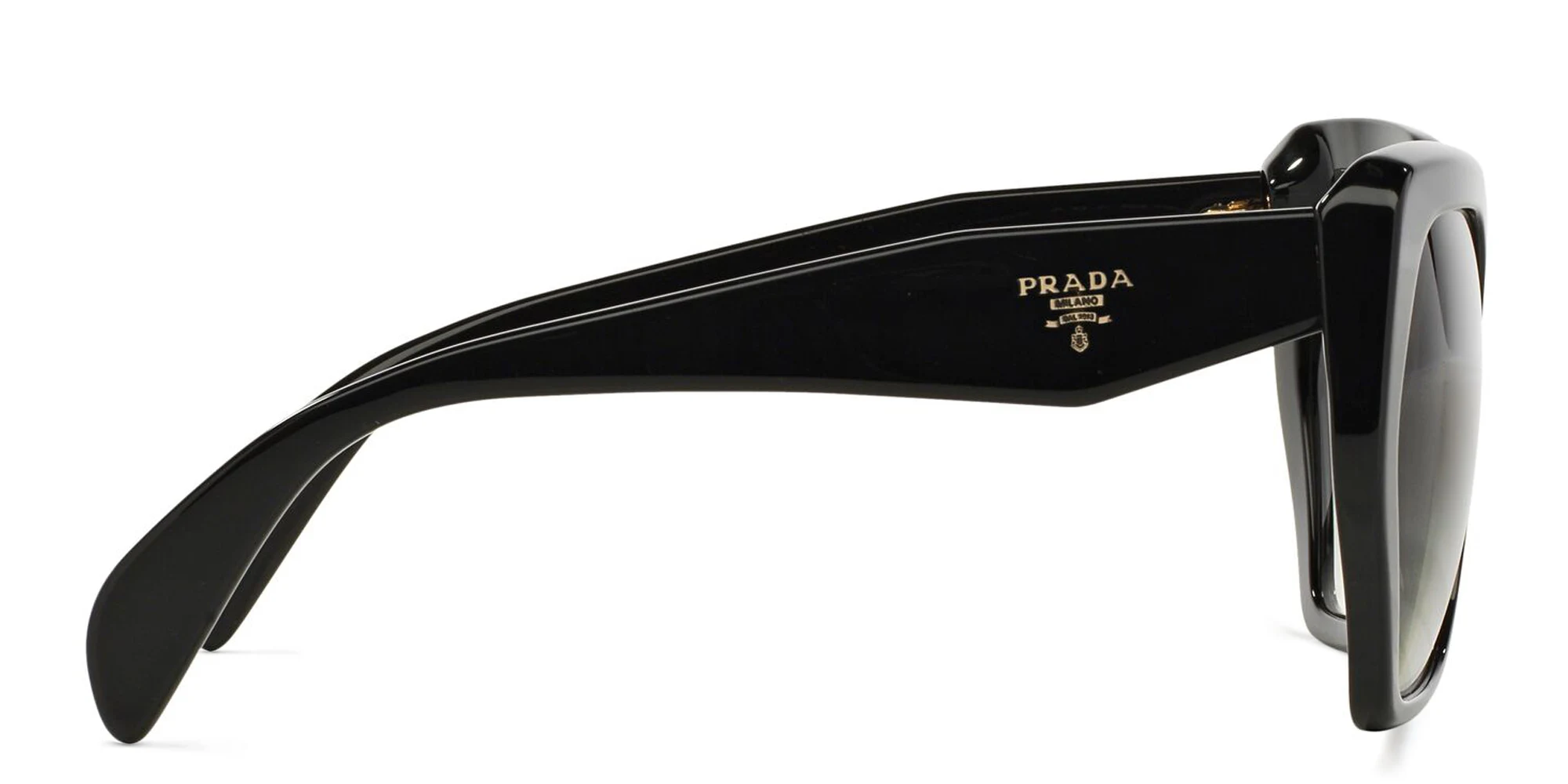 Shop PRADA Irregular Sunglasses in Black online.