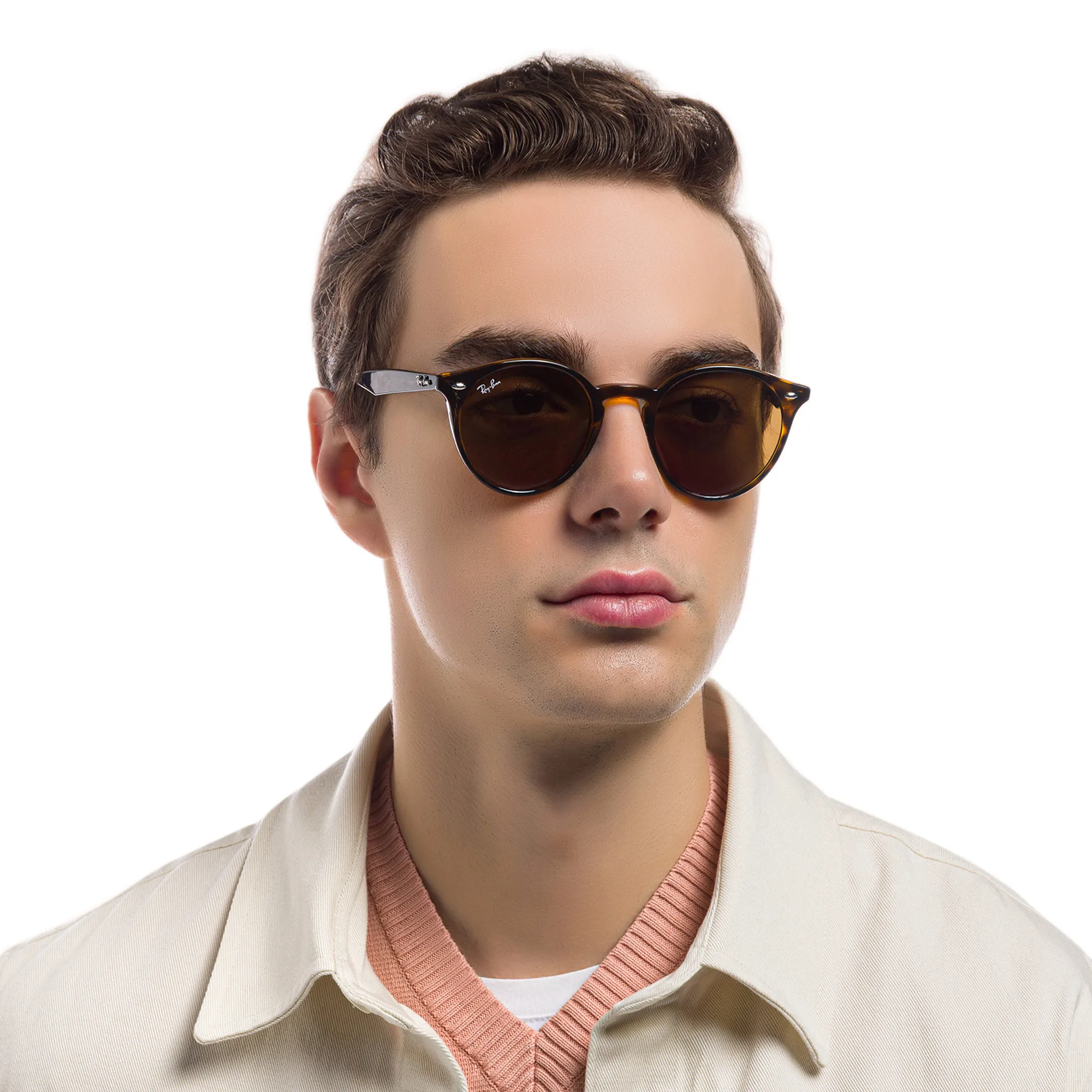 Shop Ray-Ban Unisex Round Sunglasses in Light Havana online.