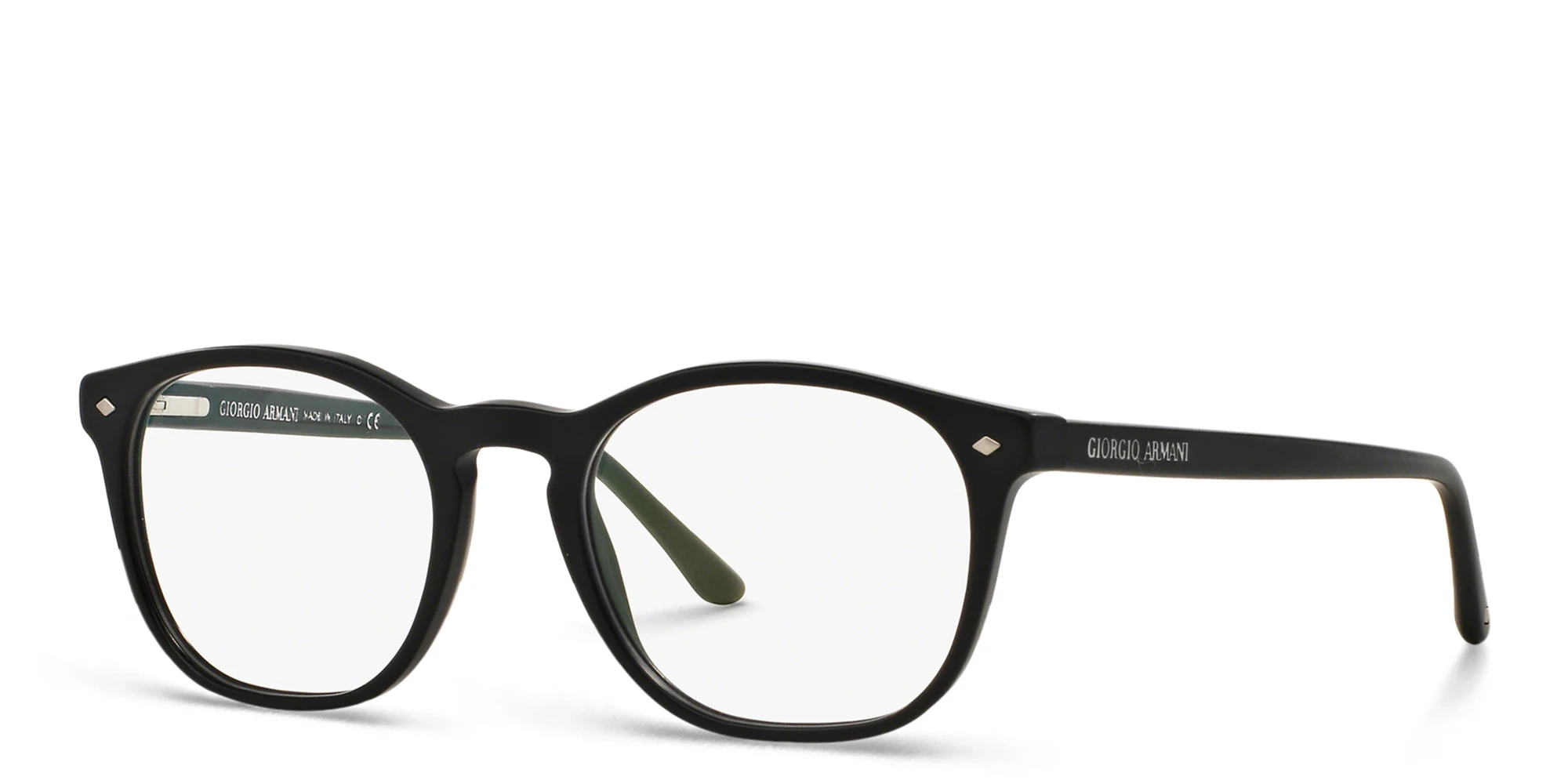 Shop GIORGIO ARMANI Round Eyeglasses in Black online.