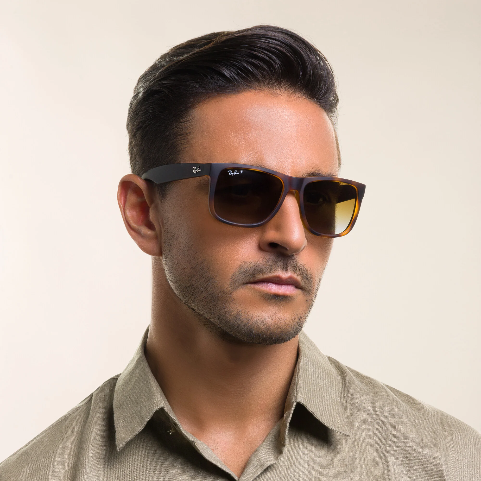 Shop Ray-Ban Justin Square Sunglasses in Havana online.
