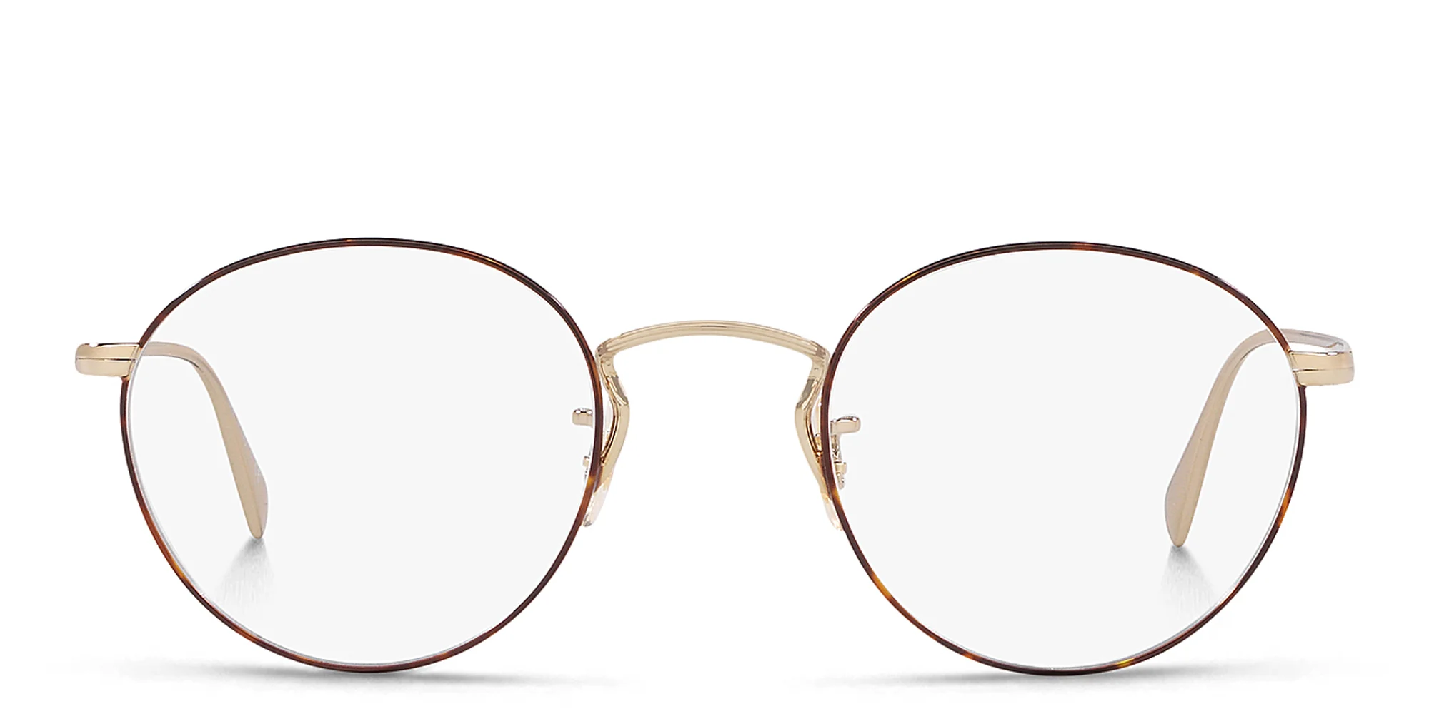 Shop OLIVER PEOPLES Round Eyeglasses in Soft Gold-Amber DTBK Foil online.