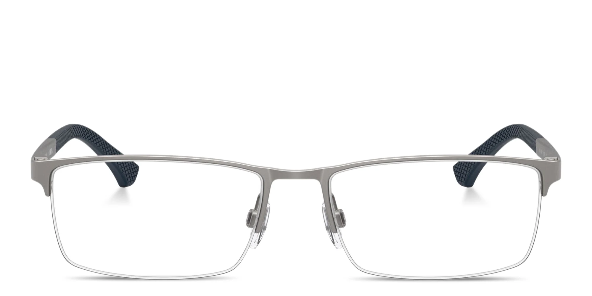 تسوق نظارات طبية بإطار نصفي مستطيل واسع بالشعار المنقوش امبوريو أرماني بلون Matte Gunmetal أونلاين.