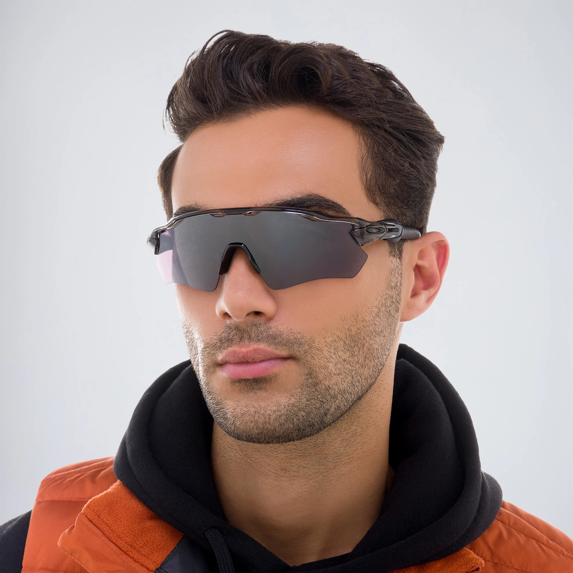 Shop Oakley Radar EV Path Half-Rim Mask Sunglasses in Grey Ink online.