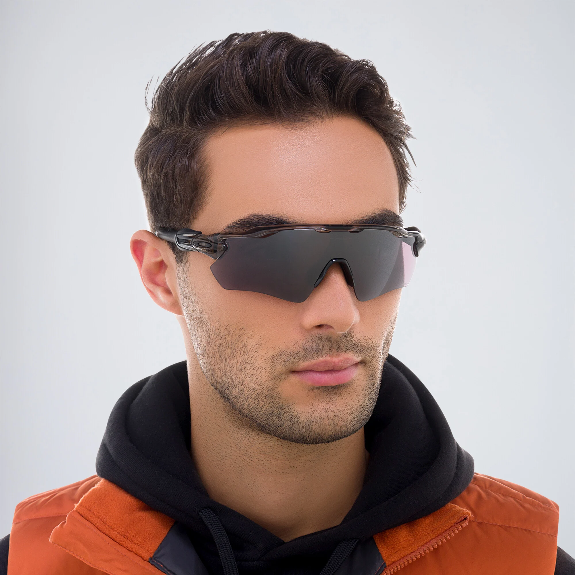 Shop Oakley Radar EV Path Half-Rim Mask Sunglasses in Grey Ink online.