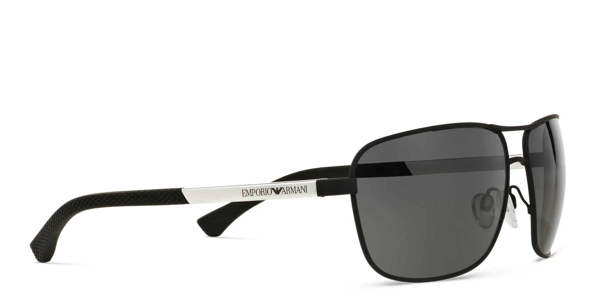 Shop Emporio Armani Rectangle Sunglasses in Black online.