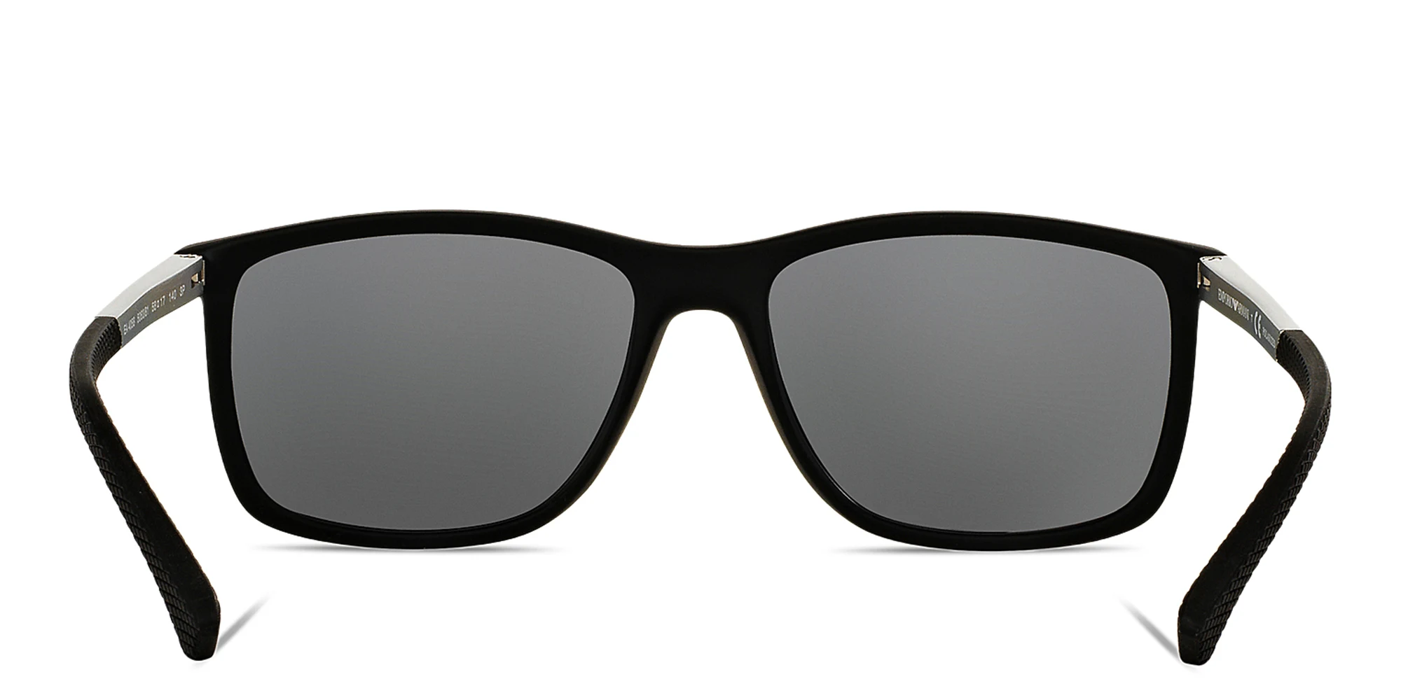 Shop Emporio Armani Rectangle Sunglasses in Rubber Black online.