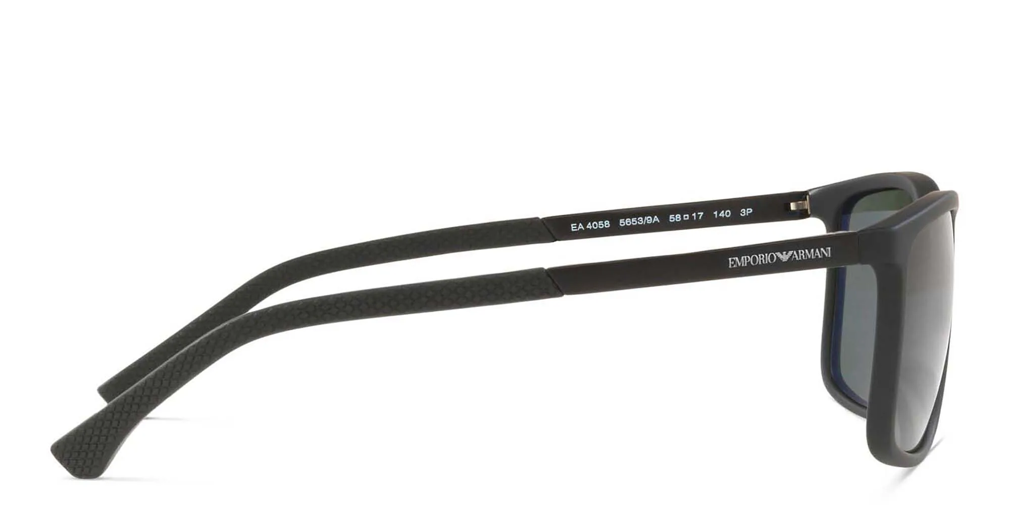 Shop Emporio Armani Rectangle Sunglasses in Rubber Black online.